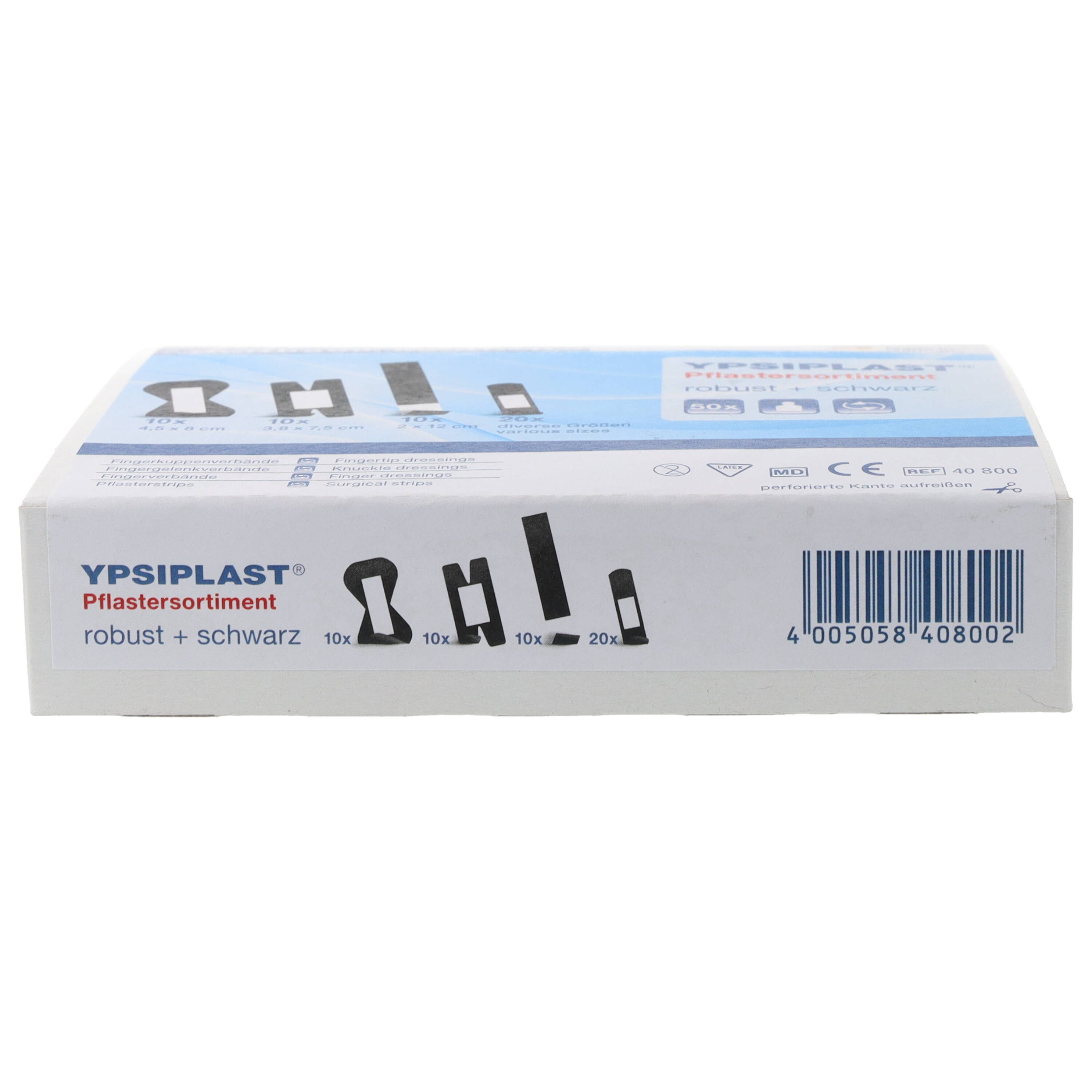 Holthaus Medical Wundpflaster YPSIPLAST Fingerpflaster Pflastersortimet robust+schwarz 50Stk (50 St., saugfähige Wundauflage), extra starke Klebekraft mit langem Klebeteil