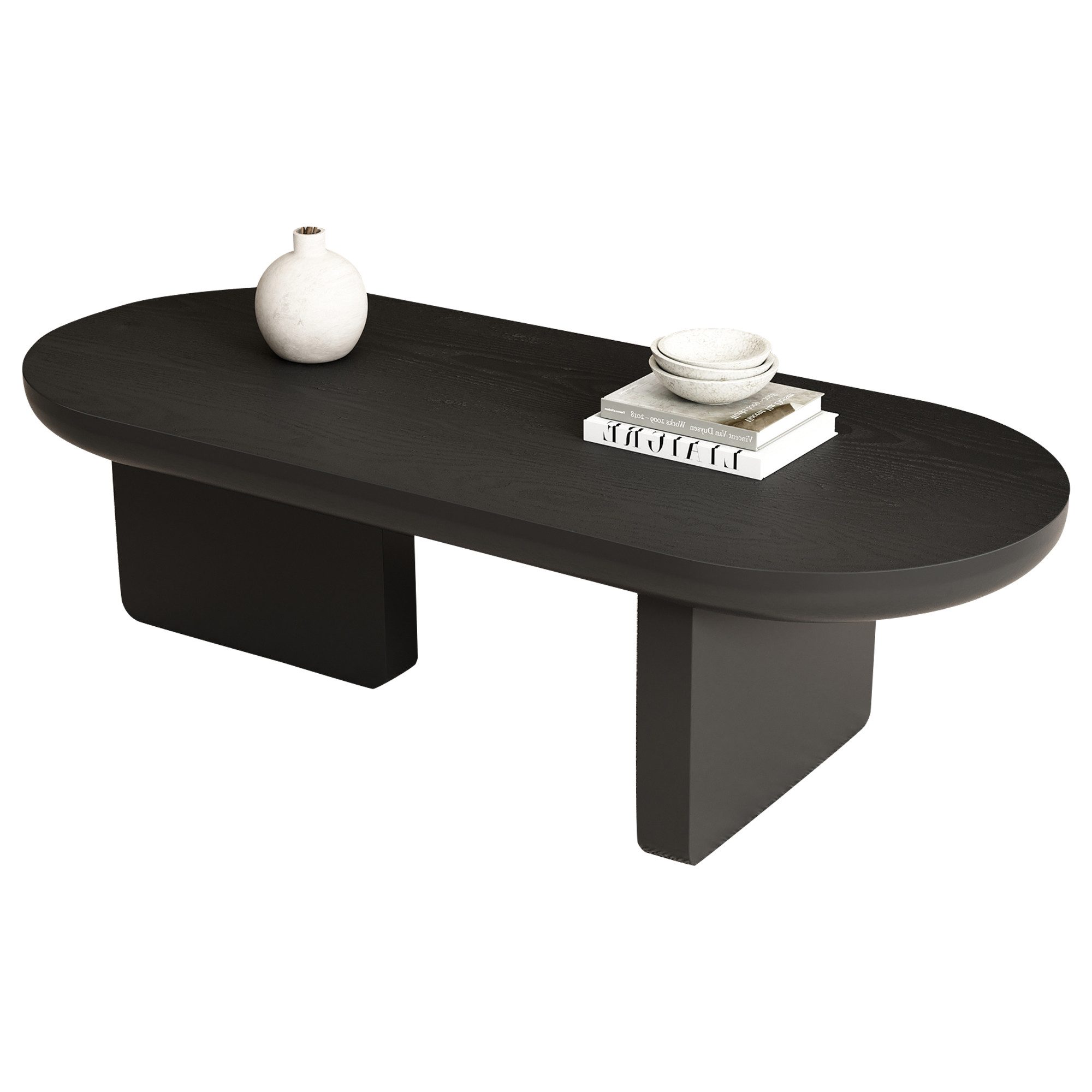 Merax Couchtisch Ovaler Sofatisch mit Sprühlack-Oberfläche und Minimalistischem Design (1-St), Beistelltisch Wohnzimmertisch 119,7x49,8x35,5 cm