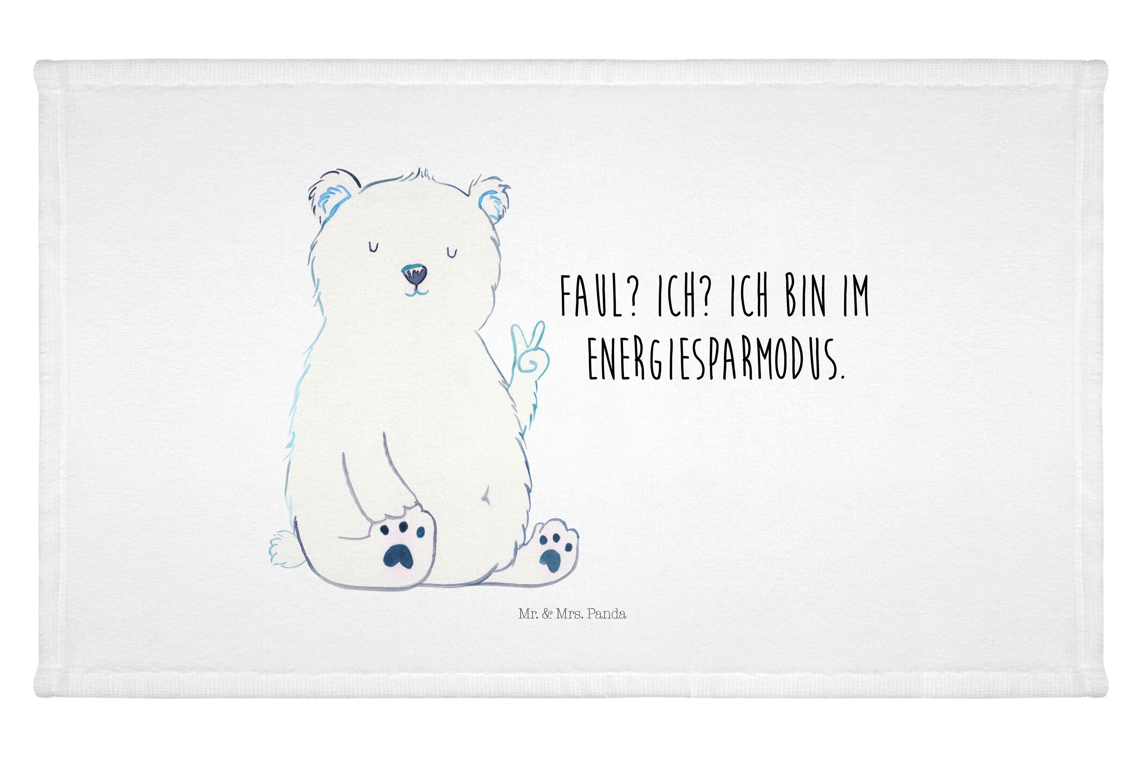 Mr. & Mrs. Panda Handtuch Eisbär Faul - Weiß - Geschenk, Gästetuch, Bürojob, Frottier, Nordpol, (1-St)