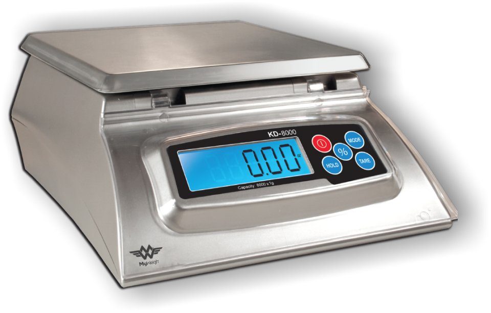 MyWeigh Küchenwaage Profi Küchenwaage 8kg/1g mit Edelstahl Plattform zum Backen und Kochen
