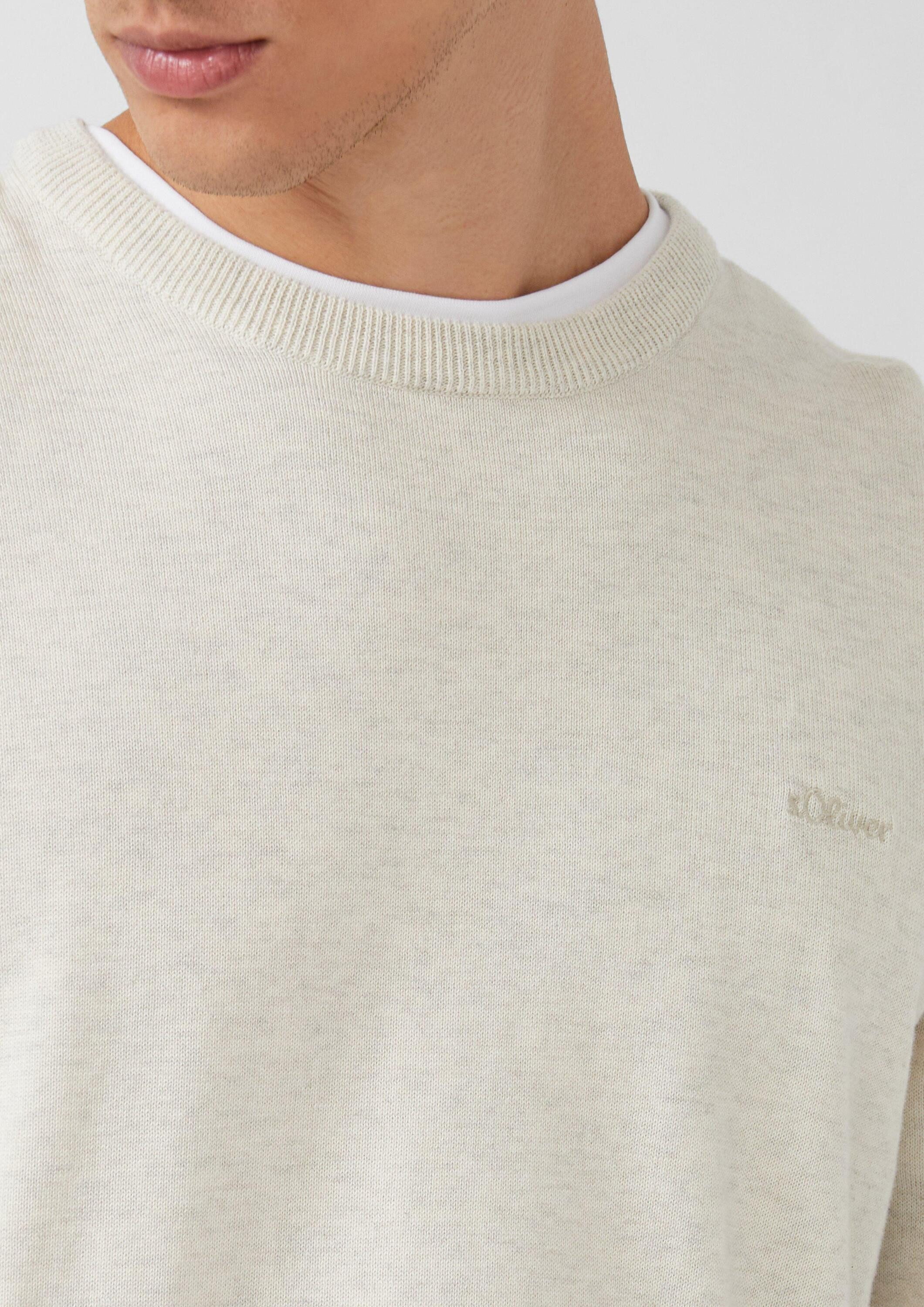 s.Oliver Longpullover Strickpullover Baumwollpullover mit Logo-Stickerei