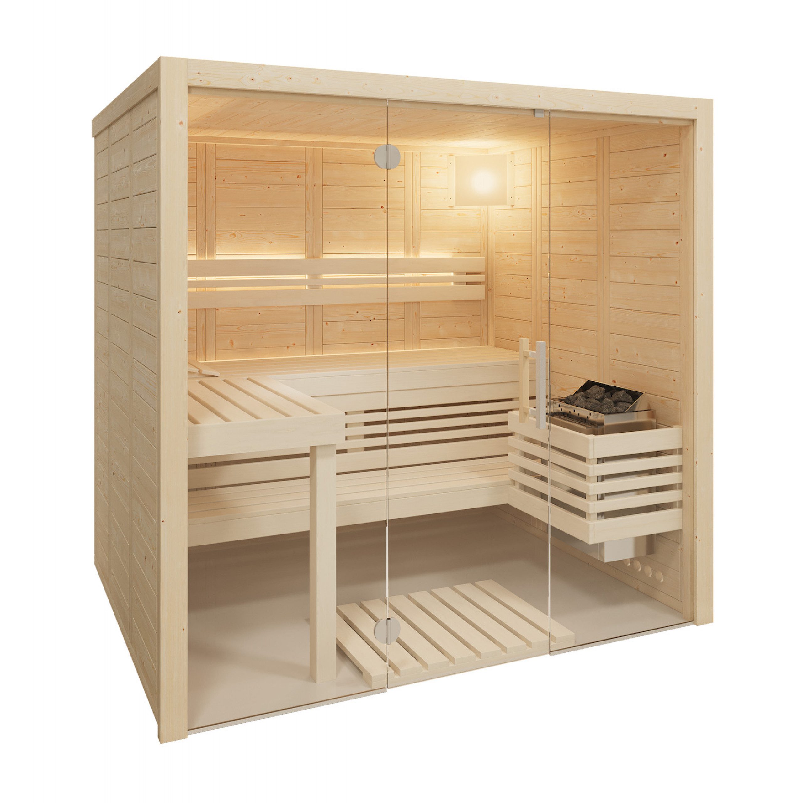 Infraworld Sauna Infraworld Solido Glas Massivholzsauna aus nordischer Fichte