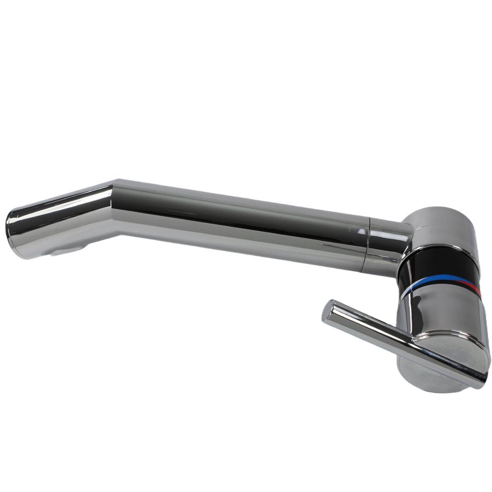 Comet Waschtischarmatur Wasserhahn dreh und schwenkbar schwarz chrom 18 cm