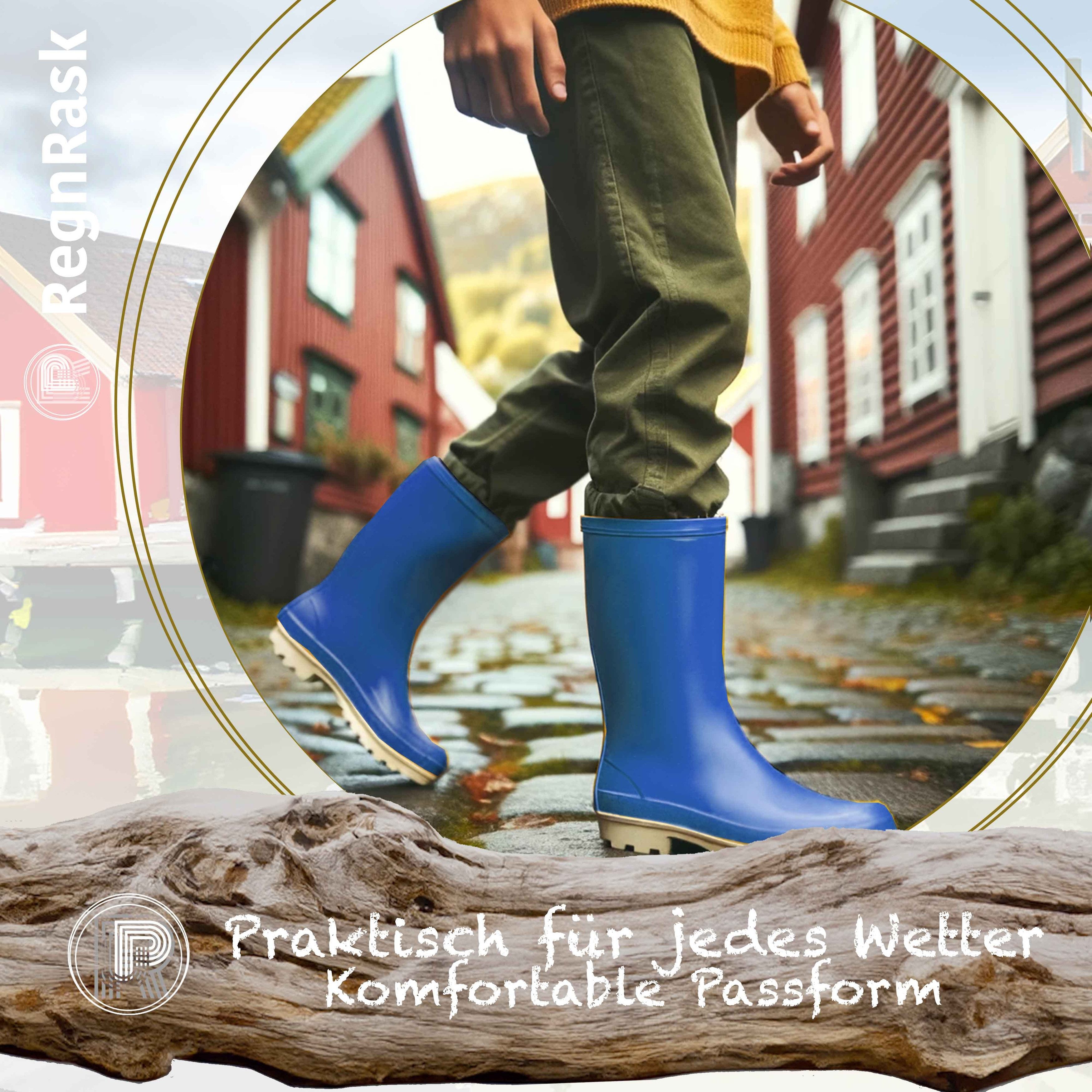 Ultrapower REGNRASK Damen Schlupfstiefel Kontrastsohle 39 Blau-Weiß Gummistiefel Gartenstiefel Matschstiefel Festivalstiefel