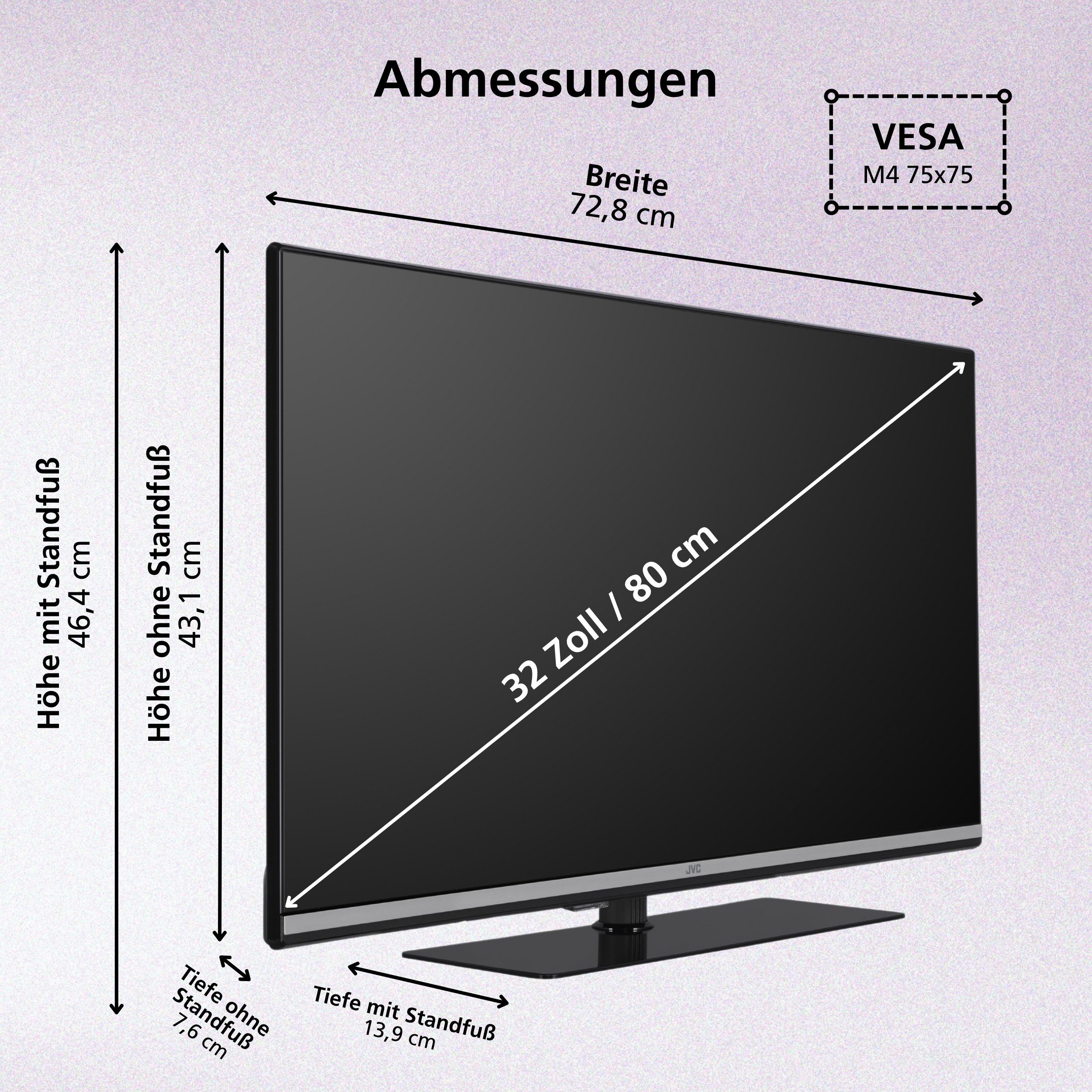 JVC LT-32VQF5655 QLED-Fernseher (80 cm/32 Zoll, Full HD, Smart TV powered by TiVo, Smart TV powered by TiVo, HDR, Triple-Tuner)
