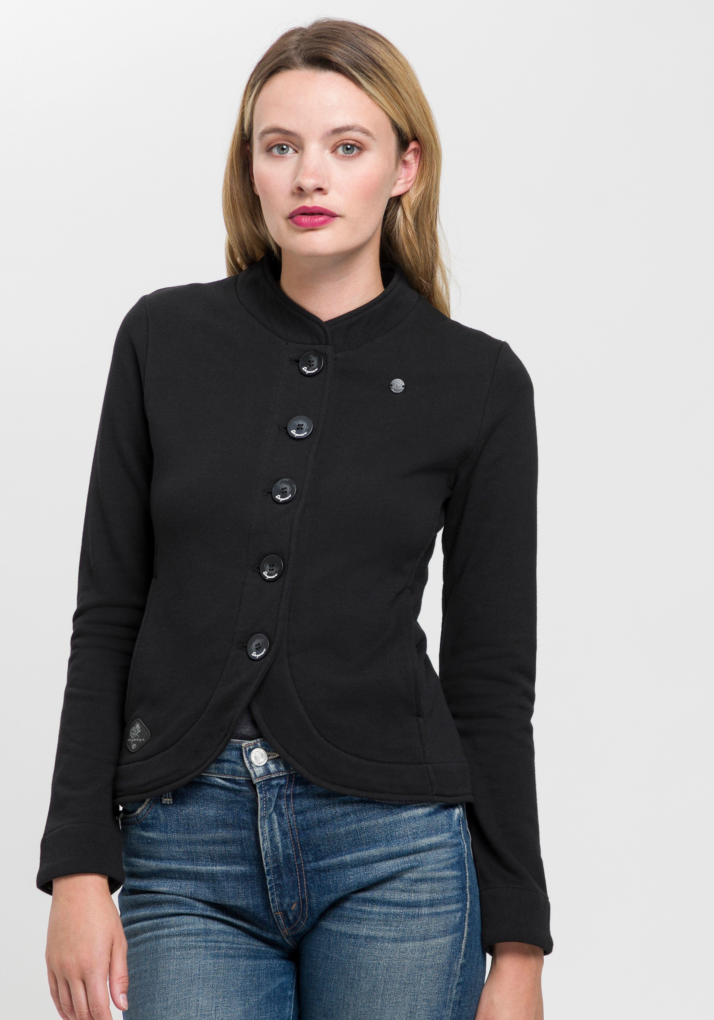 Ragwear BLACK Sweat-Blazer AVALINA maritimer Sweatjacke O mit Kontrast-Details