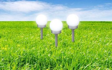 bmf-versand LED Solarleuchte Solarleuchte Garten 6er Set Solarkugeln Silber Solarlampe Außen, Kugelleuchte, Kugellampe, LED fest integriert, Tageslichtweiß, Außenleuchte, Outdoorleuchte, Outdoorlampe