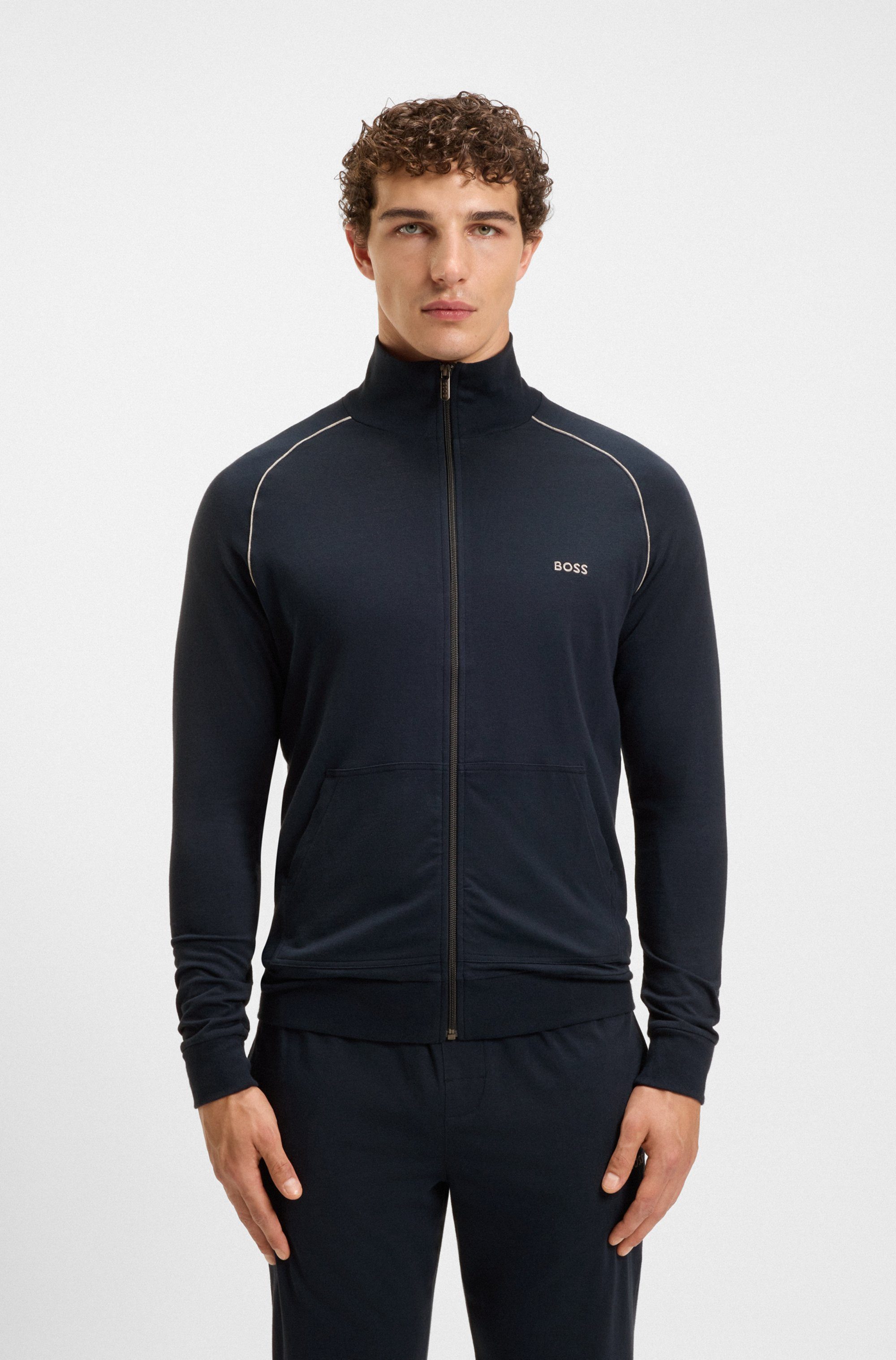 BOSS Sweatjacke Mix&Match Jacket Z mit Kontrastnaht am Ärmel