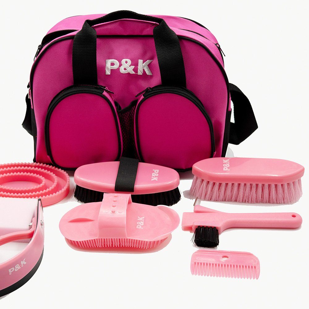 P & K Pferdebürste Pferdebürstenset Pferdepflegeset Pferde putzset in Pink