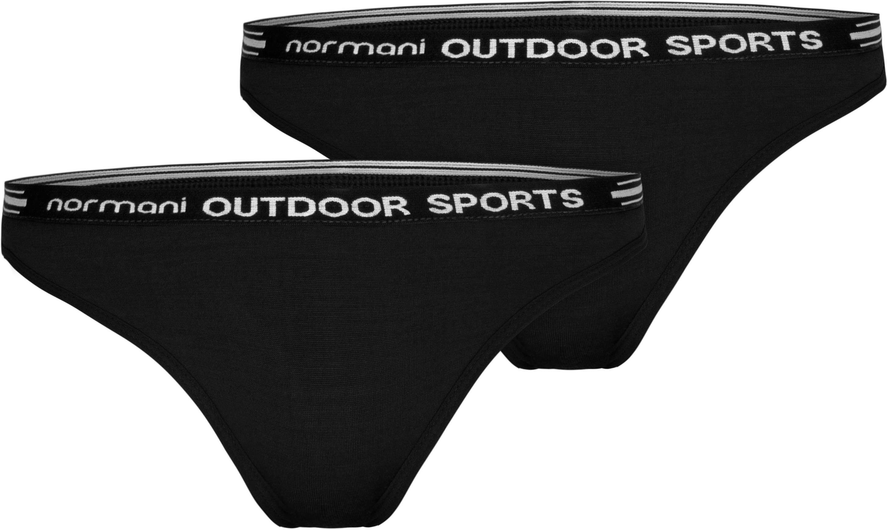 Sport - normani Merinounterwäsche Unterhose (1-St) 2er Tanga Tanga Bio-Merinowolle 100% Outdoor String Pack „Dubbo“ Merino Damen Schwarz
