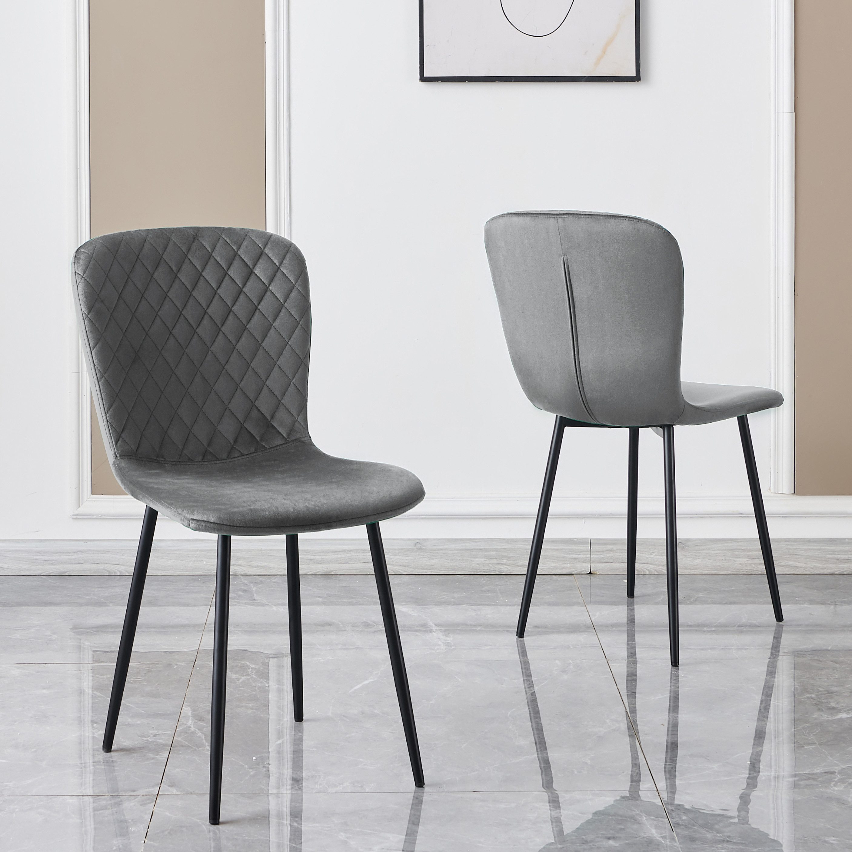 Esszimmerstuhl mit Rücklehne und Beinen aus Metall, Retro-Design