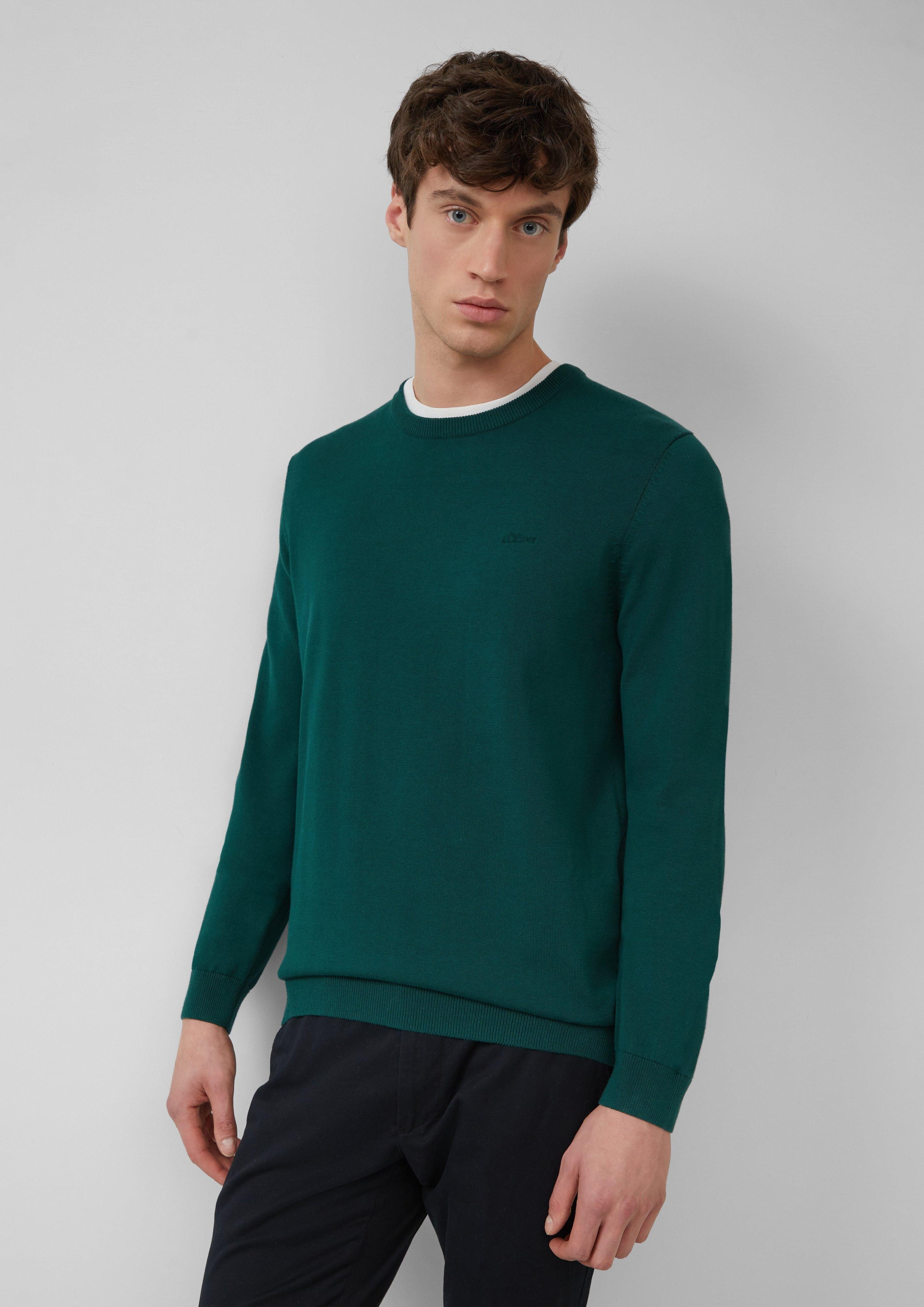 s.Oliver Strickpullover Strickpullover mit Logo-Stickerei Logo günstig online kaufen