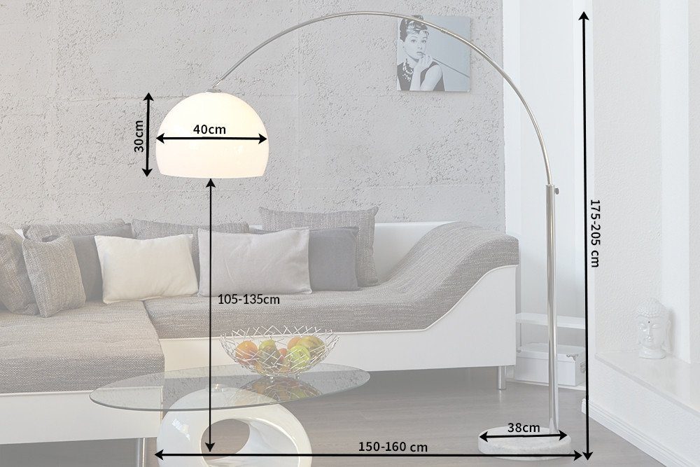 riess-ambiente Bogenlampe LOUNGE DEAL 175-205cm weiß, ohne Leuchtmittel, Wohnzimmer · Metall · verstellbar · Modern Design