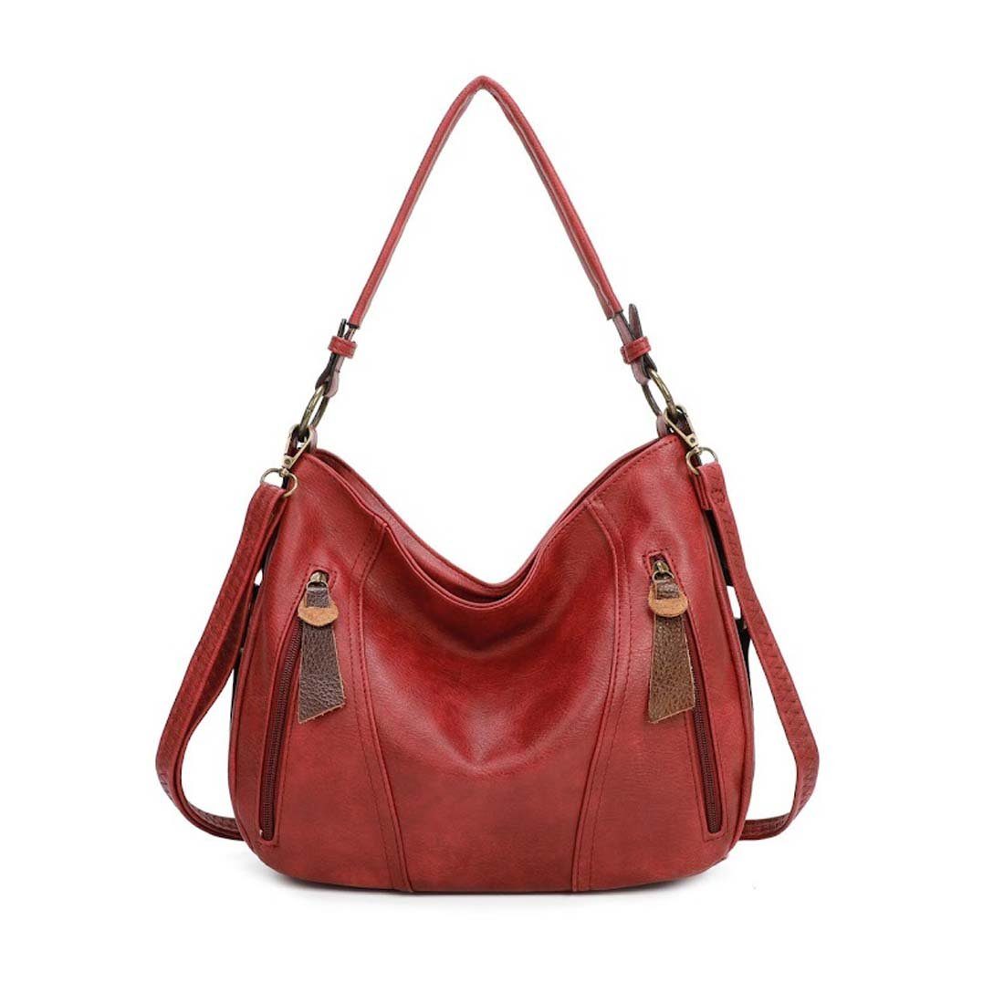 ITALYSHOP24 Schultertasche Damen Tasche Shopper Hobo-Bag Crossbody CrossOver, als Handtasche, Umhängetasche, Shopper tragbar