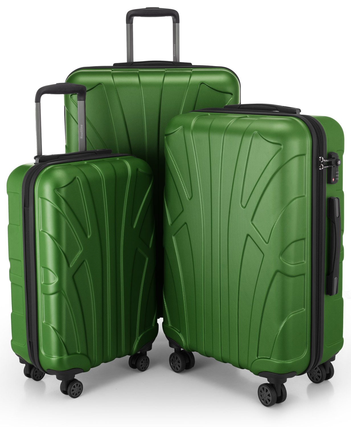 Suitline Hartschalen-Trolley S1, 4 Rollen, Kofferset 3-tlg Koffer, Trolleys TSA