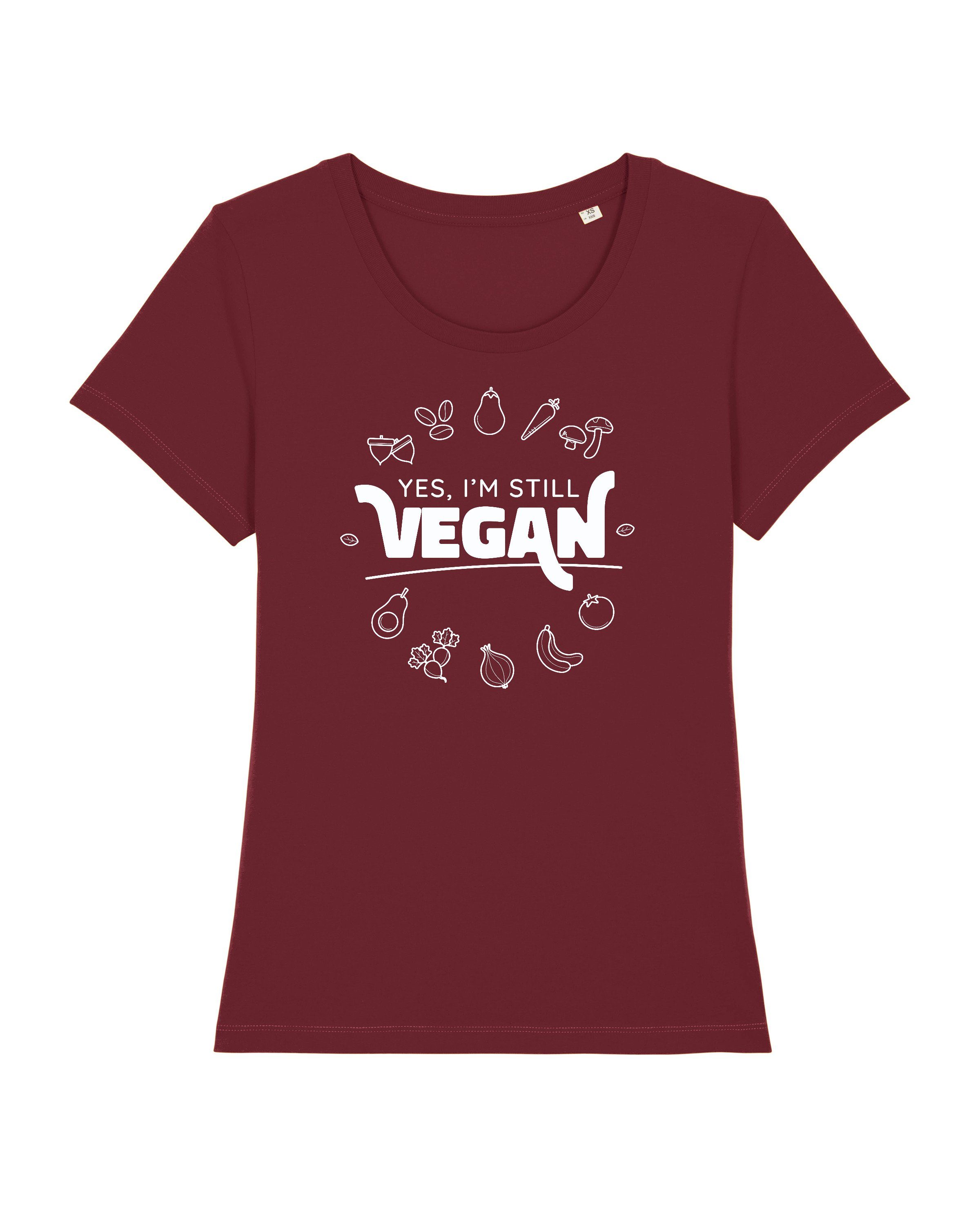 Still Apparel Print-Shirt weinrot (1-tlg) wat? Vegan
