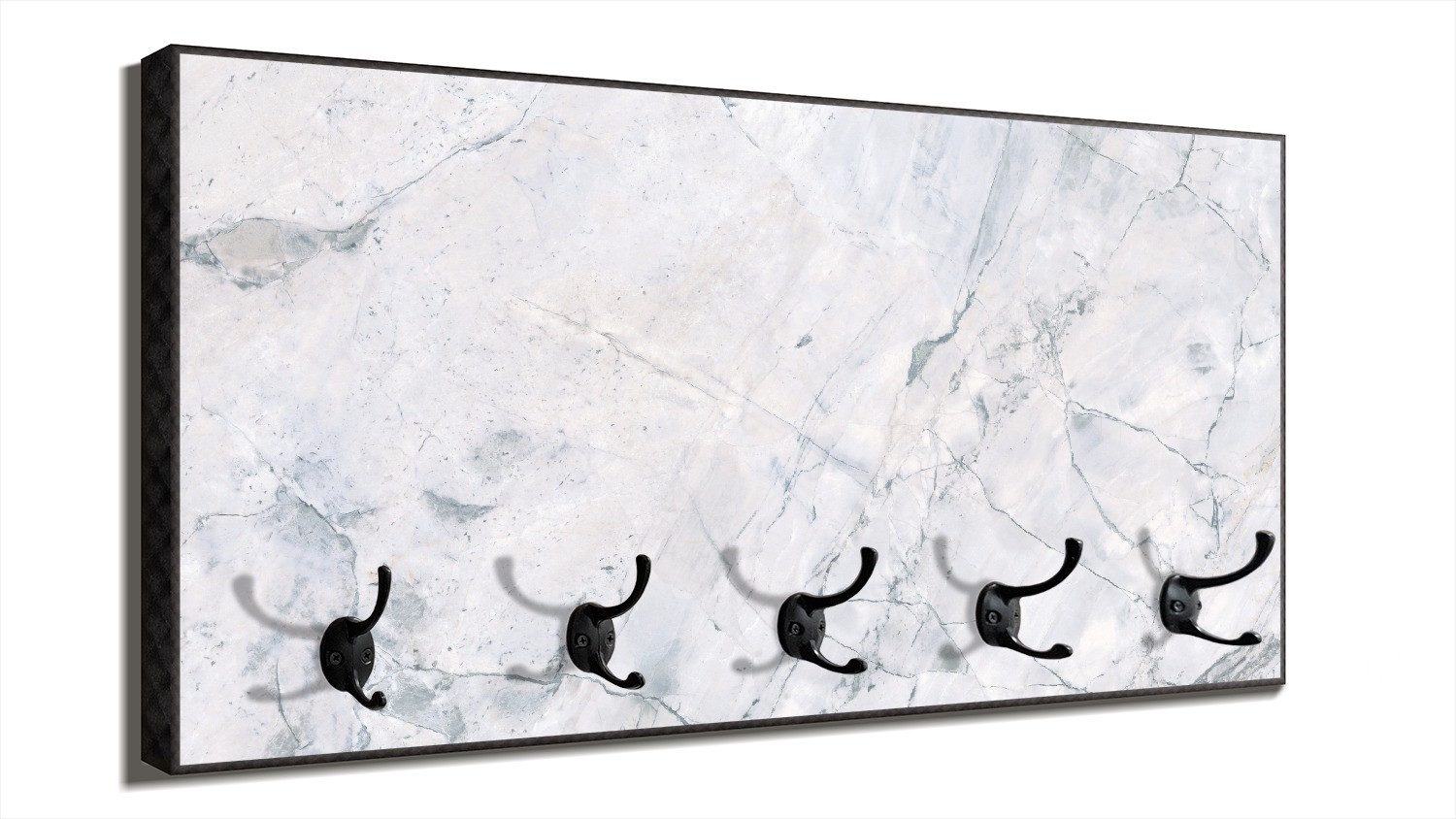 Wallario Garderobenpaneel Graue Marmor-Optik (1-teilig, inkl. Haken und Befestigung), 80x40cmHolz