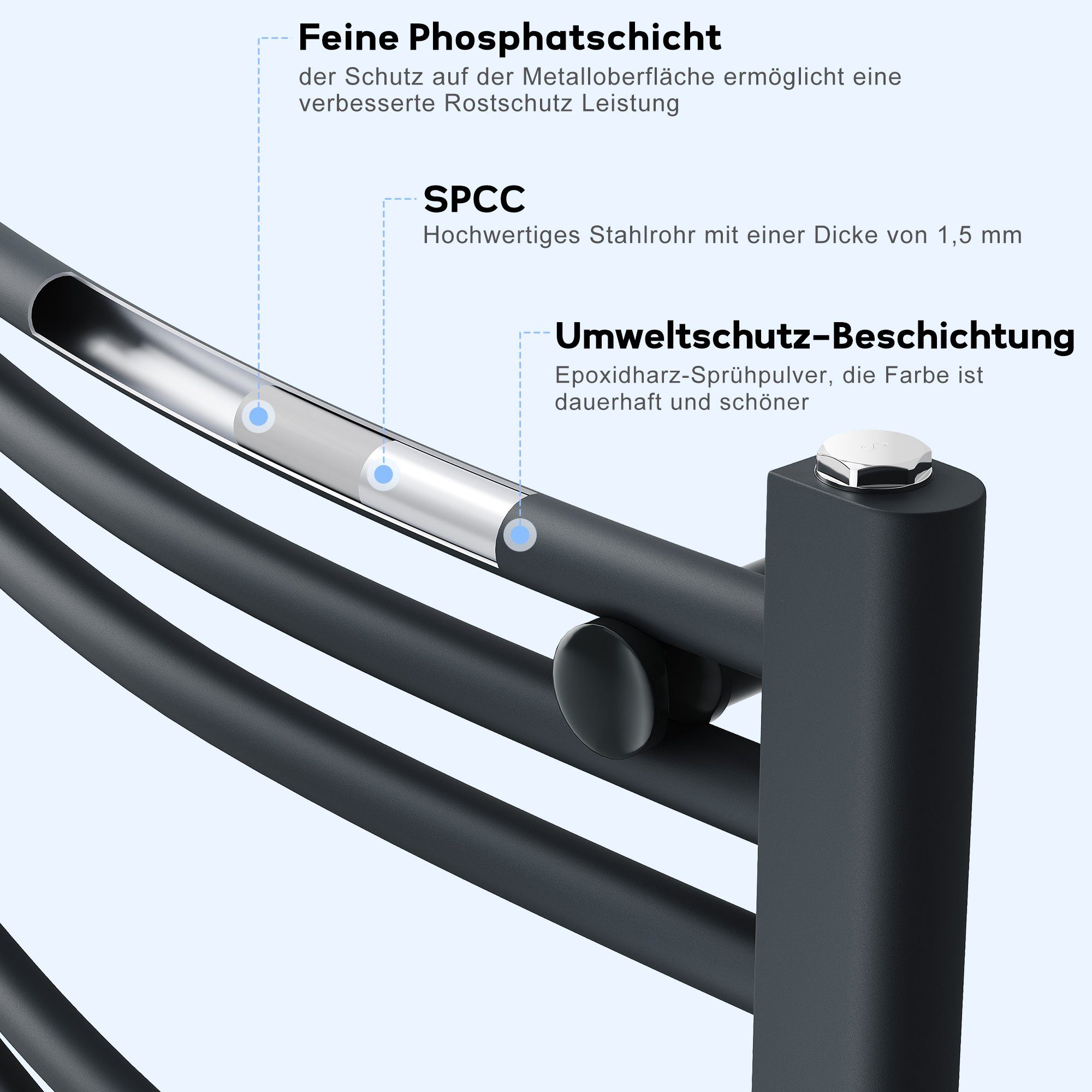 Heizkörper ELEGANT Heizkörper, Elektrischer Badheizkörper Heizstab,Weiß/Sandgrau Elektrischer Elektrischer Handtuchhalter Badheizkörper mit Intelligentes