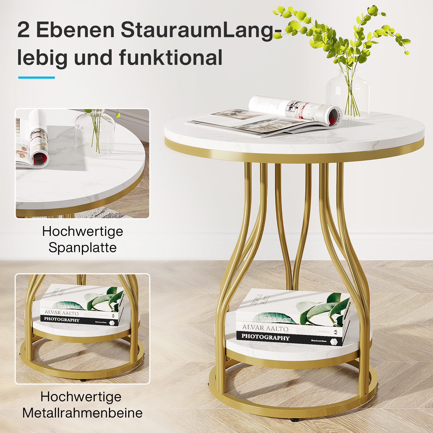 Moderner Beistelltisch 60 Cm, Sofatisch & Nacht Produktbild-Vorschau 8