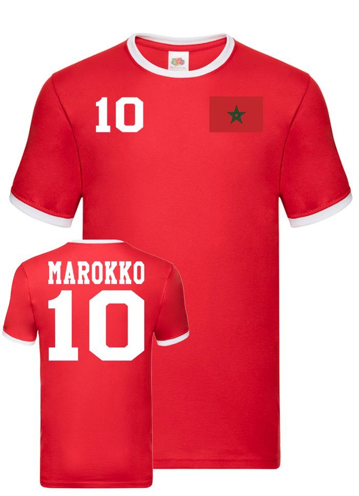 Blondie & Brownie Meister Morocco WM Cup Trikot Sport Marokko Herren T-Shirt Fußball Afrika