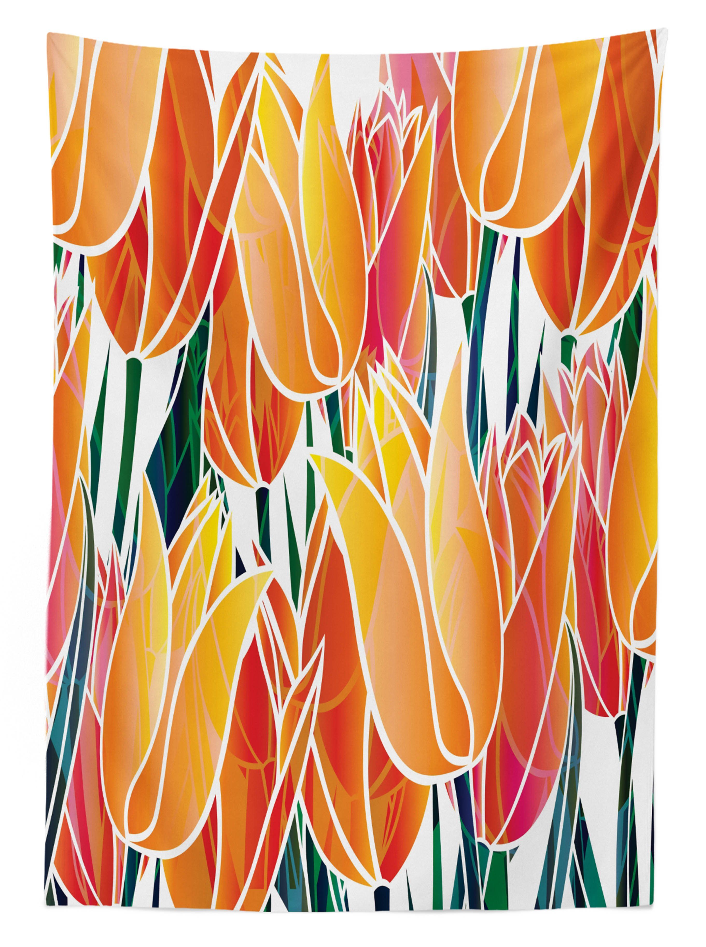 Tulip Waschbar Farben, Abakuhaus Farbfest Bereich Tischdecke Außen Orange Klare Garden geeignet den Floral Für