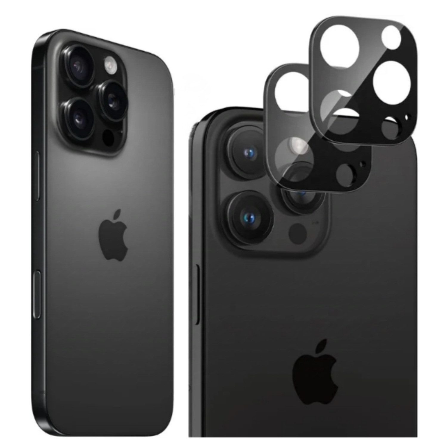 CLM-Tech Kameraschutzglas 2X iPhone 16 Pro Max Kameraglas kristallklar für iPhone 16 Pro Max 6,9 Zoll, Linse Schutzglas 9H Glas - Folie kristallklar 2X Stück, 2 Stück, Kratzfest