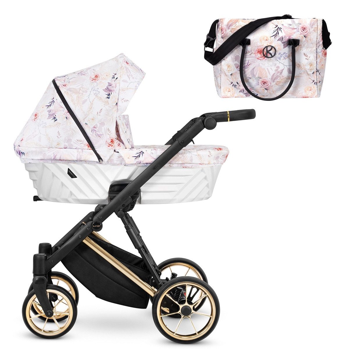 KUNERT Kombi-Kinderwagen Ivento Premium 3in1 Kinderwagen mit Goldrahmen und Zubehör, 2in1-Set mit Tragetasche und Sportsitz – Bild 2 von 5