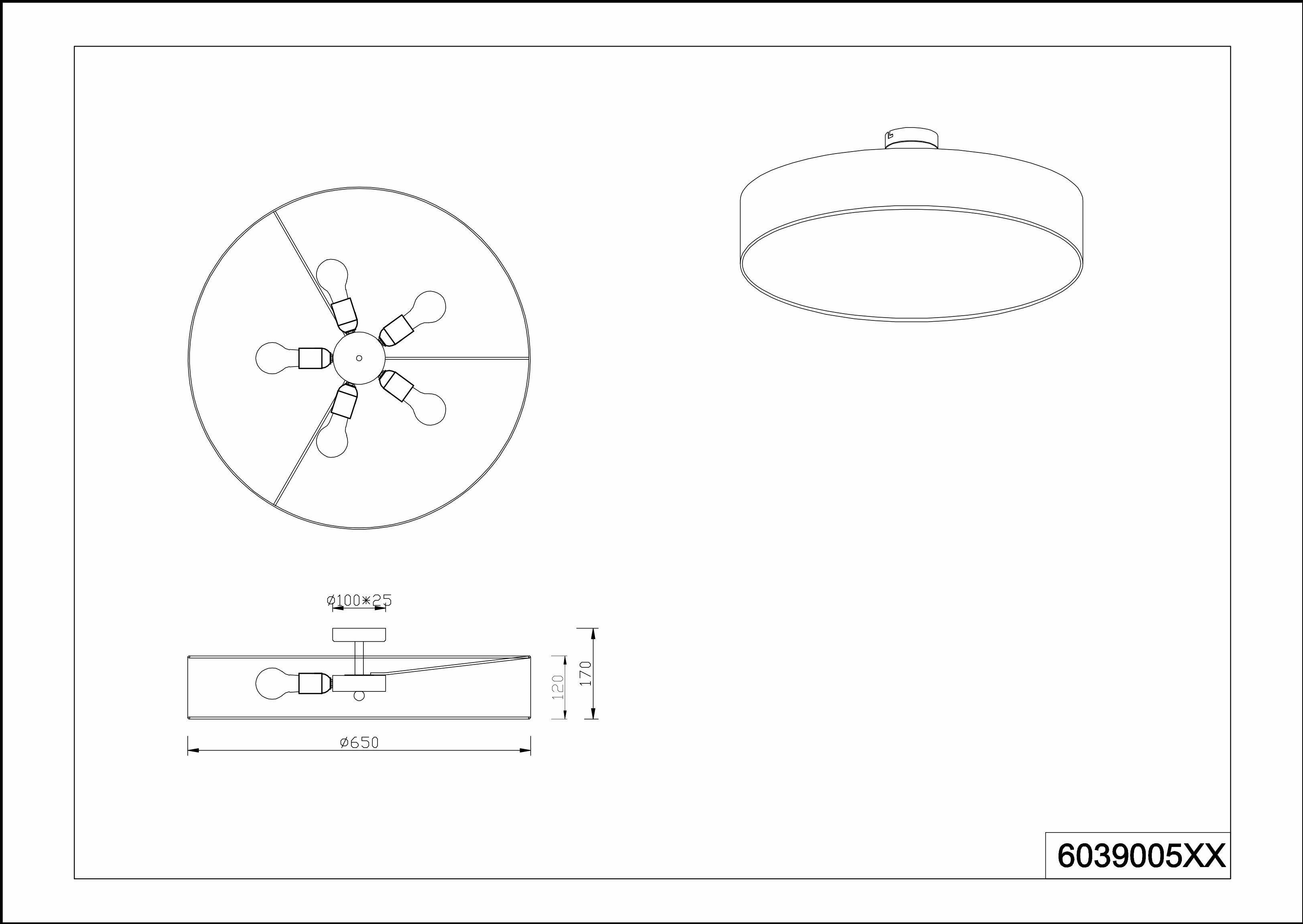 TRIO Leuchten Deckenleuchte weiß Leuchtmittel, ohne mit tauschbar 65 Ã˜ Deckenlampe cm Hotel, Leuchtmittel Stoff-Schirm