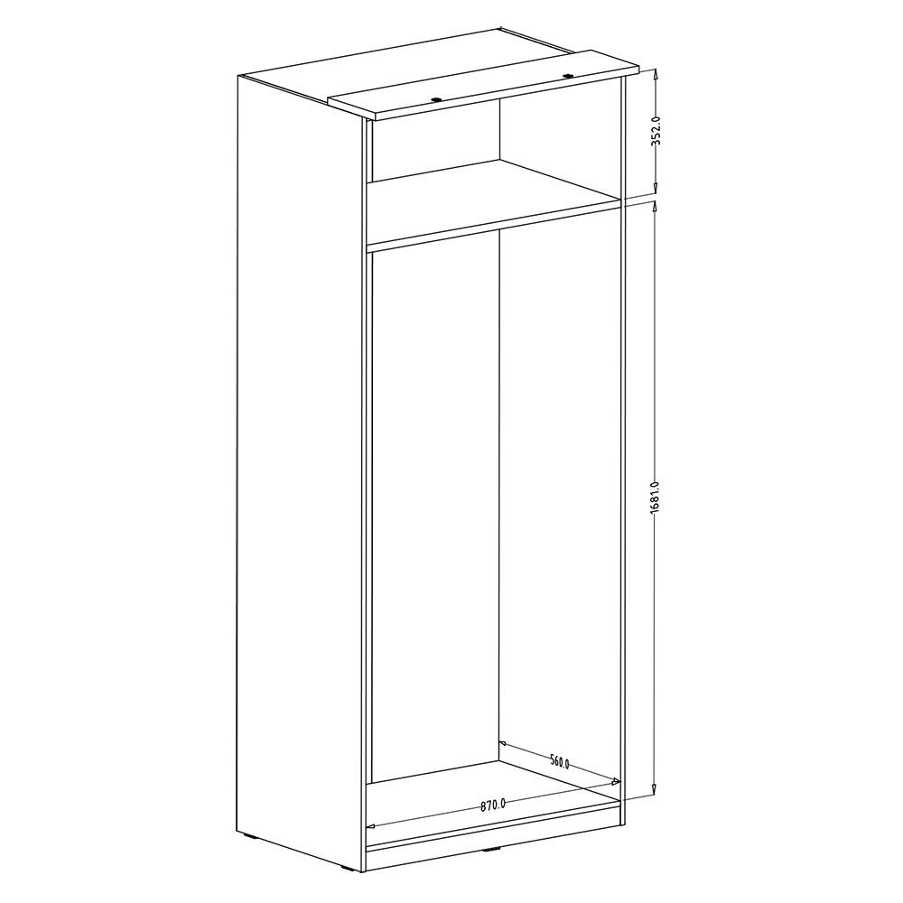 Lomadox Drehtürenschrank OLMO-83 weiß mit in Fronten cm 184/217/63 Hochglanz