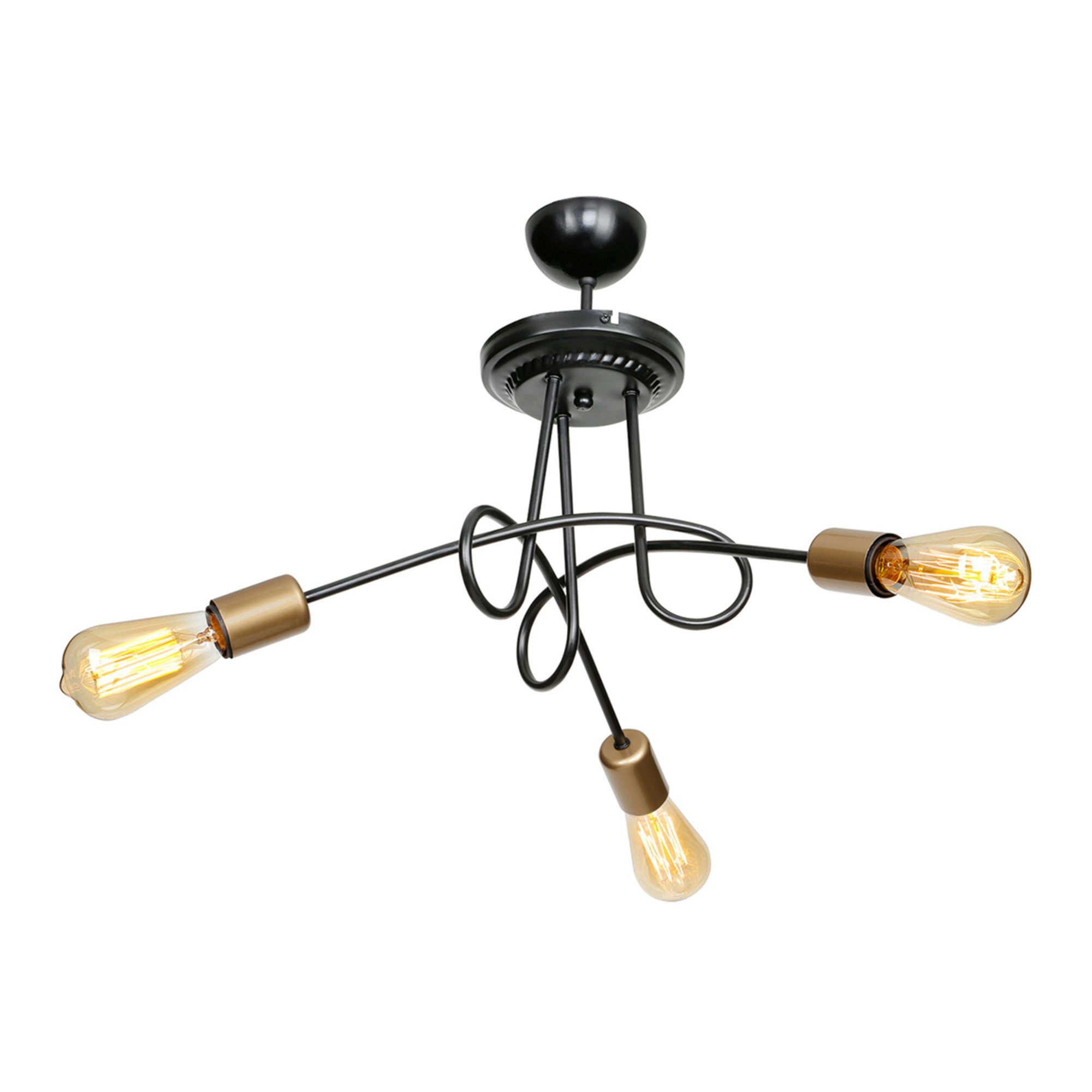 Deckenlampe Leuchtmittel, 3 »Kingswinford« lux.pro Schwarz/Messingfarben ohne Deckenleuchte, x E27 Metall