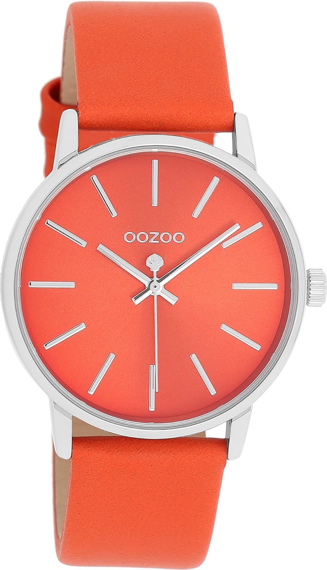 OOZOO Quarzuhr Oozoo Damen Armbanduhr Timepieces Analog, Damenuhr rund,  mittel (ca. 36mm) Lederarmband, Fashion-Style