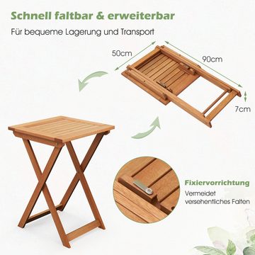 COSTWAY Gartentisch, klappbar, mit Befestigungsvorrichtung, Hartholz, klein