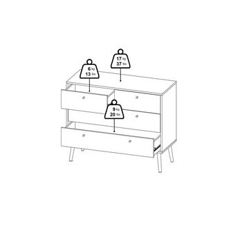 Home affaire Kommode Bodo, Aufbewahrung, Schubladenschrank, Sideboard, 4 Schubladen, Beine und Griffe aus Echtholz, Breite 99 cm