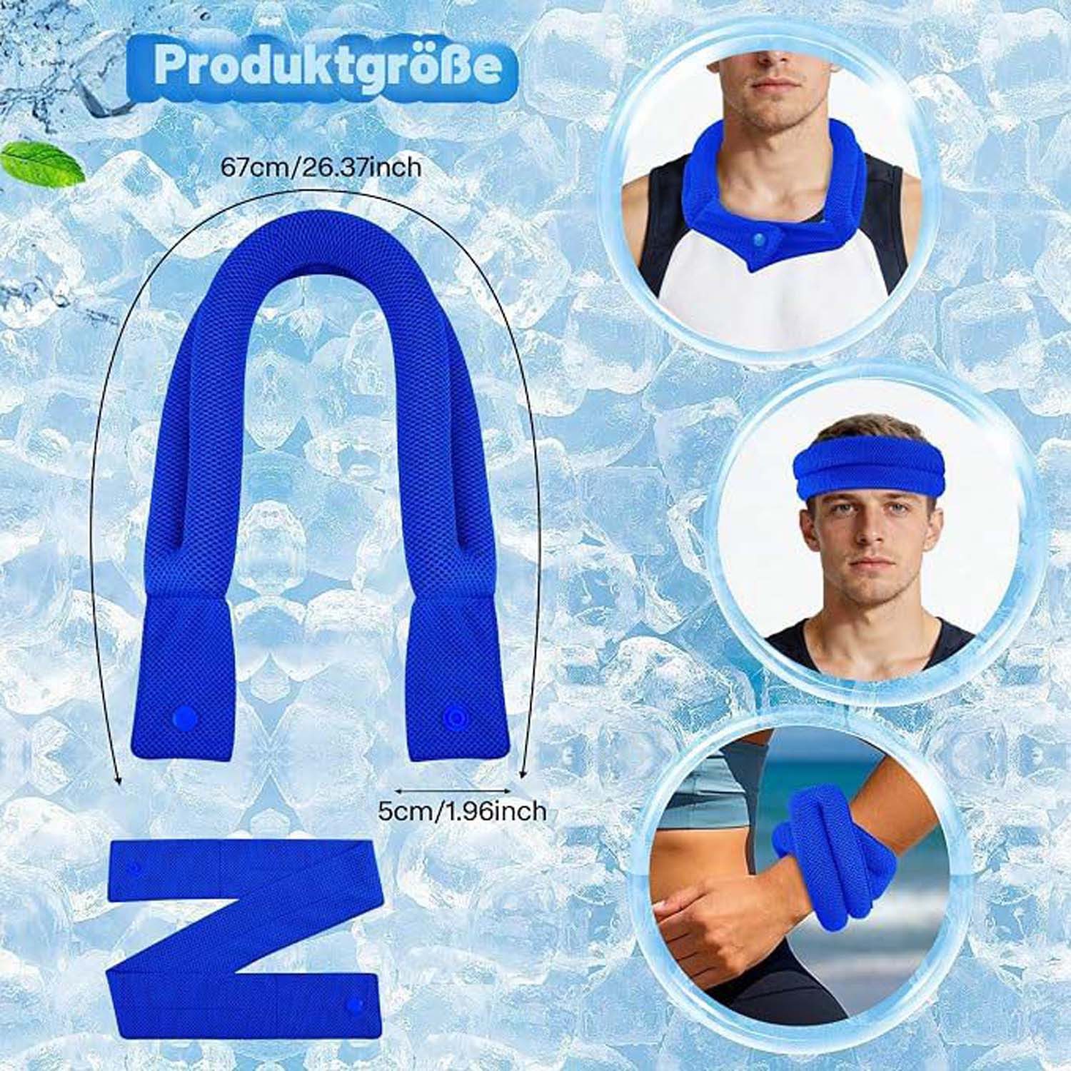 nsihing Sporthandtuch Kühlendes Handtuch, Kühlender Schal mit Knopf, Kühltuch Nacken – Bild 5 von 5