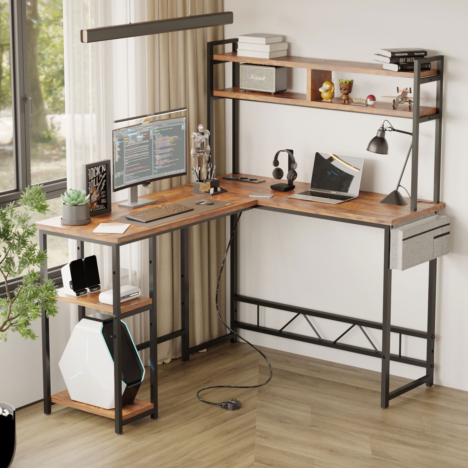 HOMALL Gamingtisch Schreibtisch mit LED und USB L-förmiger Ecktisch 160 * 1 günstig online kaufen