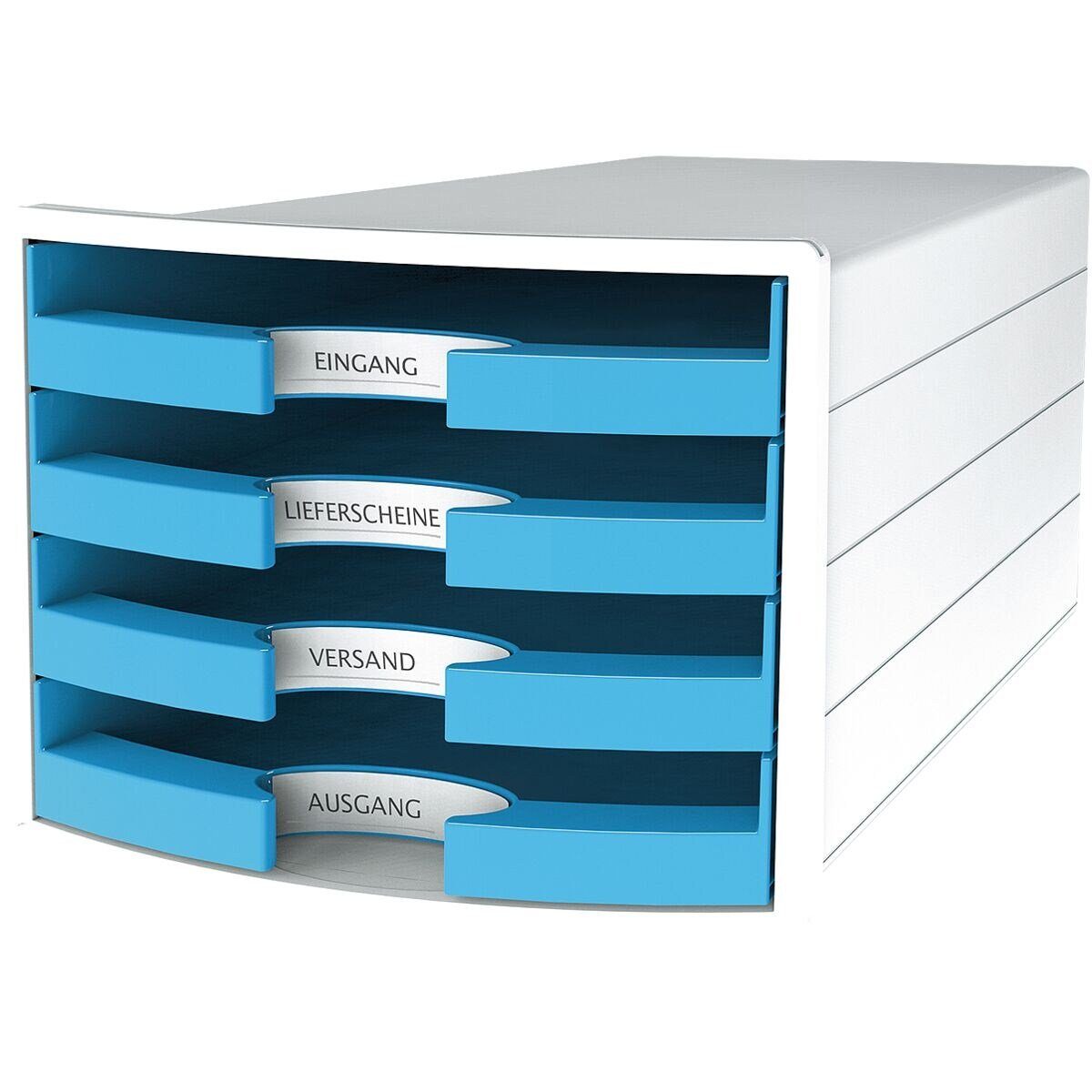 HAN Schubladenbox Impuls, mit 4 Schubladen, offen, stapelbar hellblau | Schubladenboxen