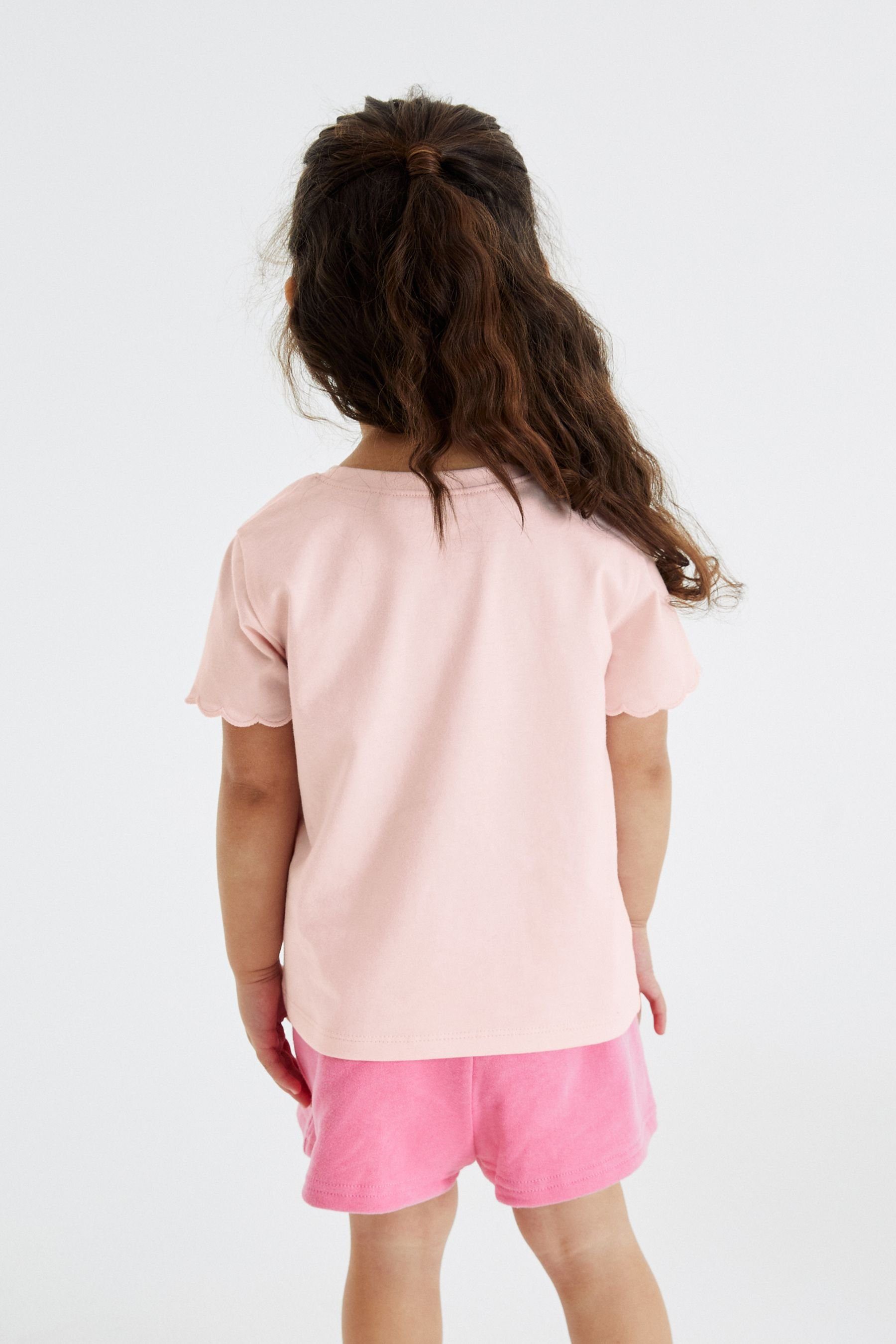 Bogenkante T-Shirt (1-tlg) Pink Next T-Shirt mit