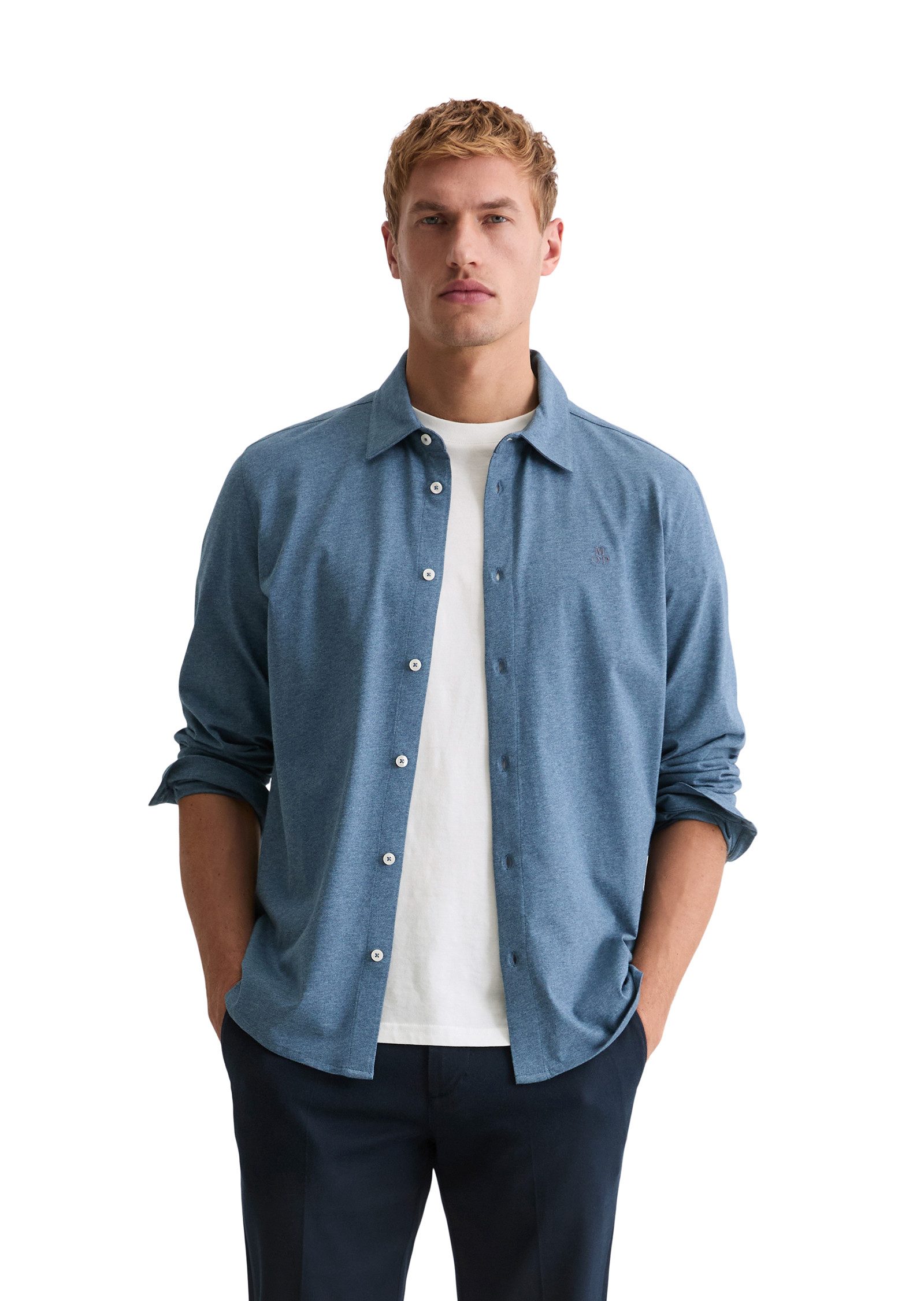 Marc O'Polo Langarmhemd regular fit aus reiner Bio-Baumwolle Jerseyhemd