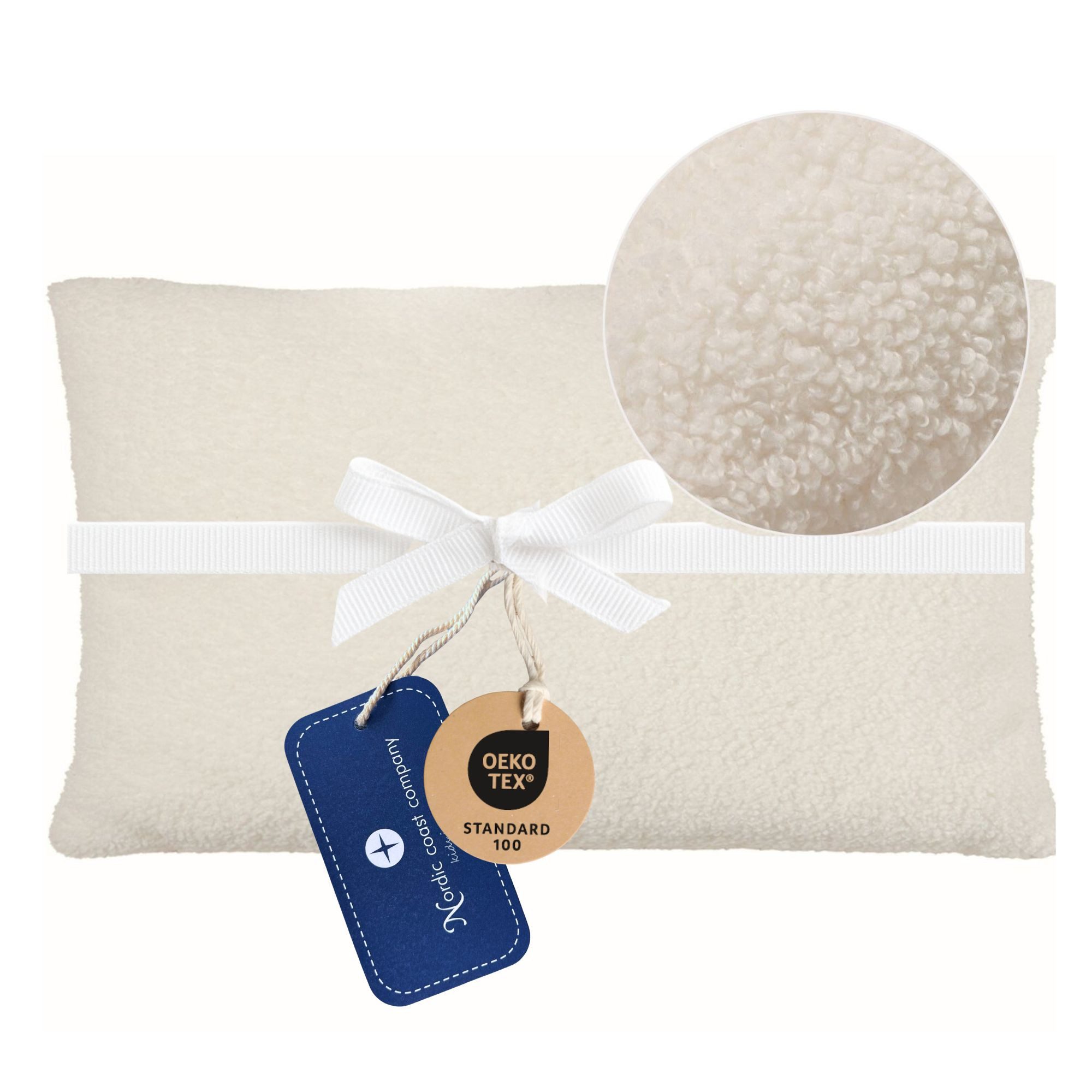 Nordic Coast Company Dekokissen Teddy Bouclé Stoff - Kissen inkl. Füllung, Kissenhülle mit Füllung