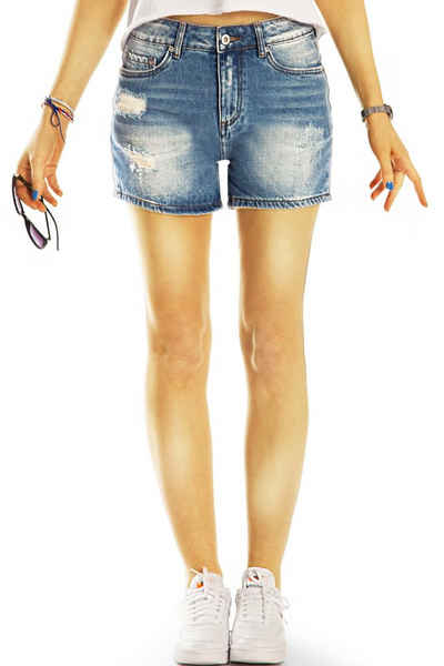be styled Jeansshorts Jeans Shorts High Waist Hotpants kurze destroyed Jeans- Damen - j24L-3 mit Stretch-Anteil, 5-Pocket-Style, destryoed, used, vintage Look
