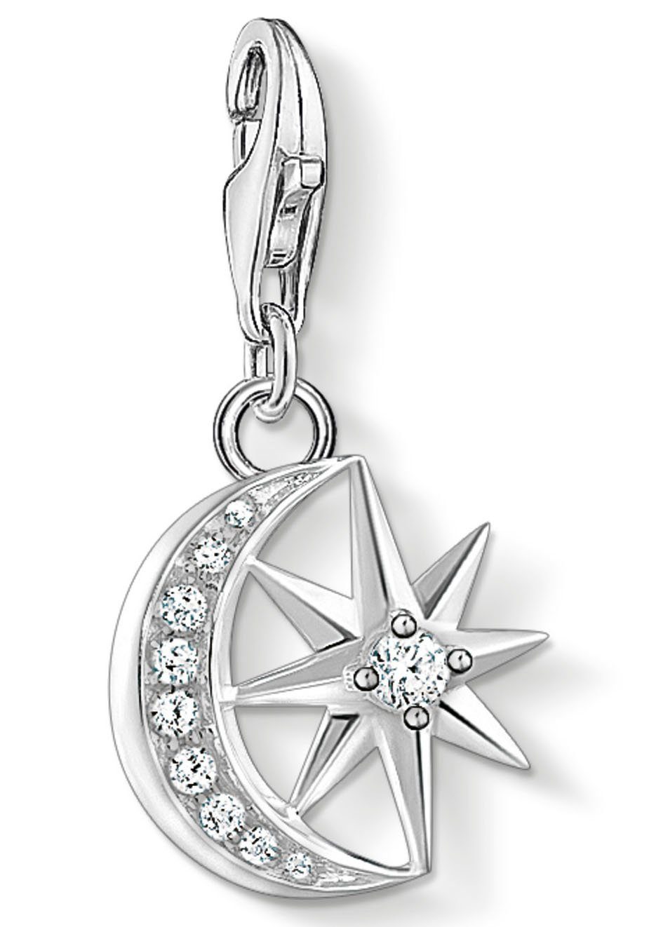 THOMAS SABO Charm-Einhänger Stern & Mond, 1794-051-14, mit Zirkonia (synth)