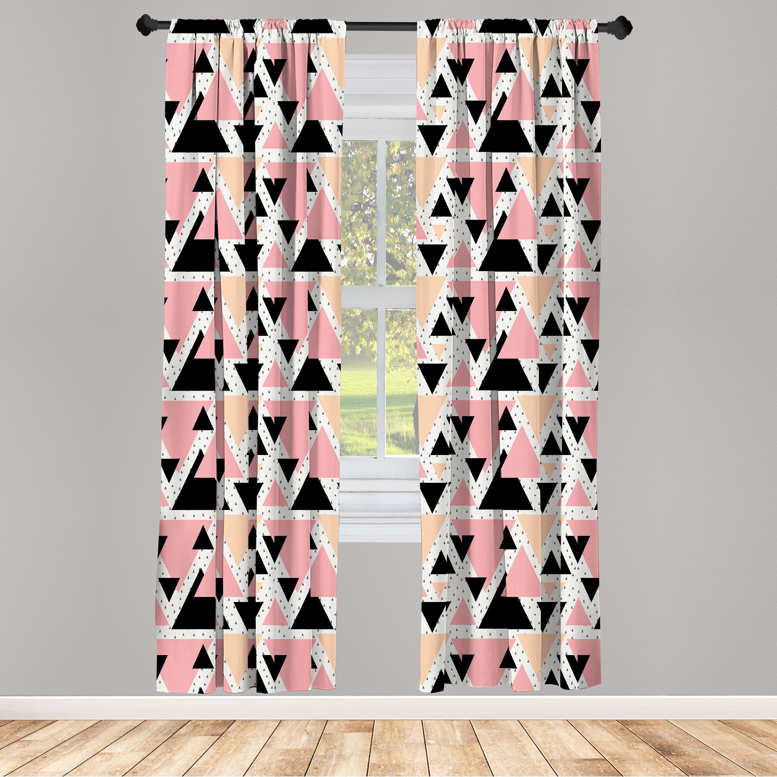 Gardine Vorhang für Wohnzimmer Schlafzimmer Dekor, Abakuhaus, Microfaser, Geometrisch Moderne Gekritzel-Kunst