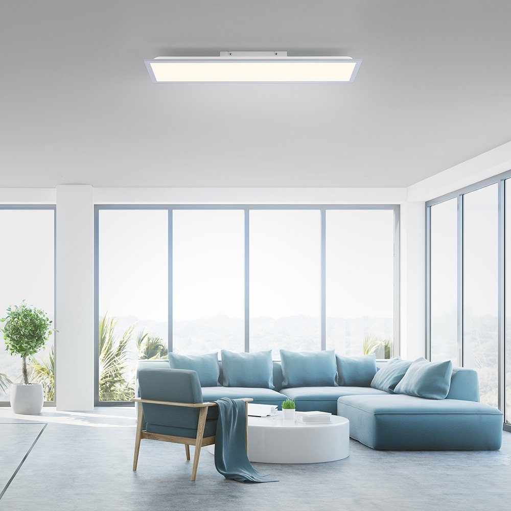 SellTec LED Deckenleuchte LED Deckenleuchte Panel Flat, warmweiße Lichtfarbe, 1xLED-Board/14W/3000K, warmweiß, rechteckig 80x25cm, warmweiße Lichtfarbe sparsam