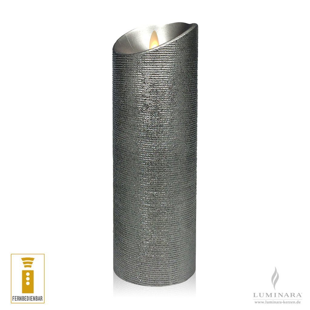 Luminara LED-Kerze LED Kerze silber 8 cm Durchmesser fernbedienbar Indoor