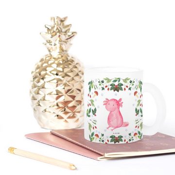 Mr. & Mrs. Panda Teeglas Axolotl Glücklich - Transparent - Geschenk, Advent, Teetasse aus Glas, Premium Glas, Liebevolle Gestaltung