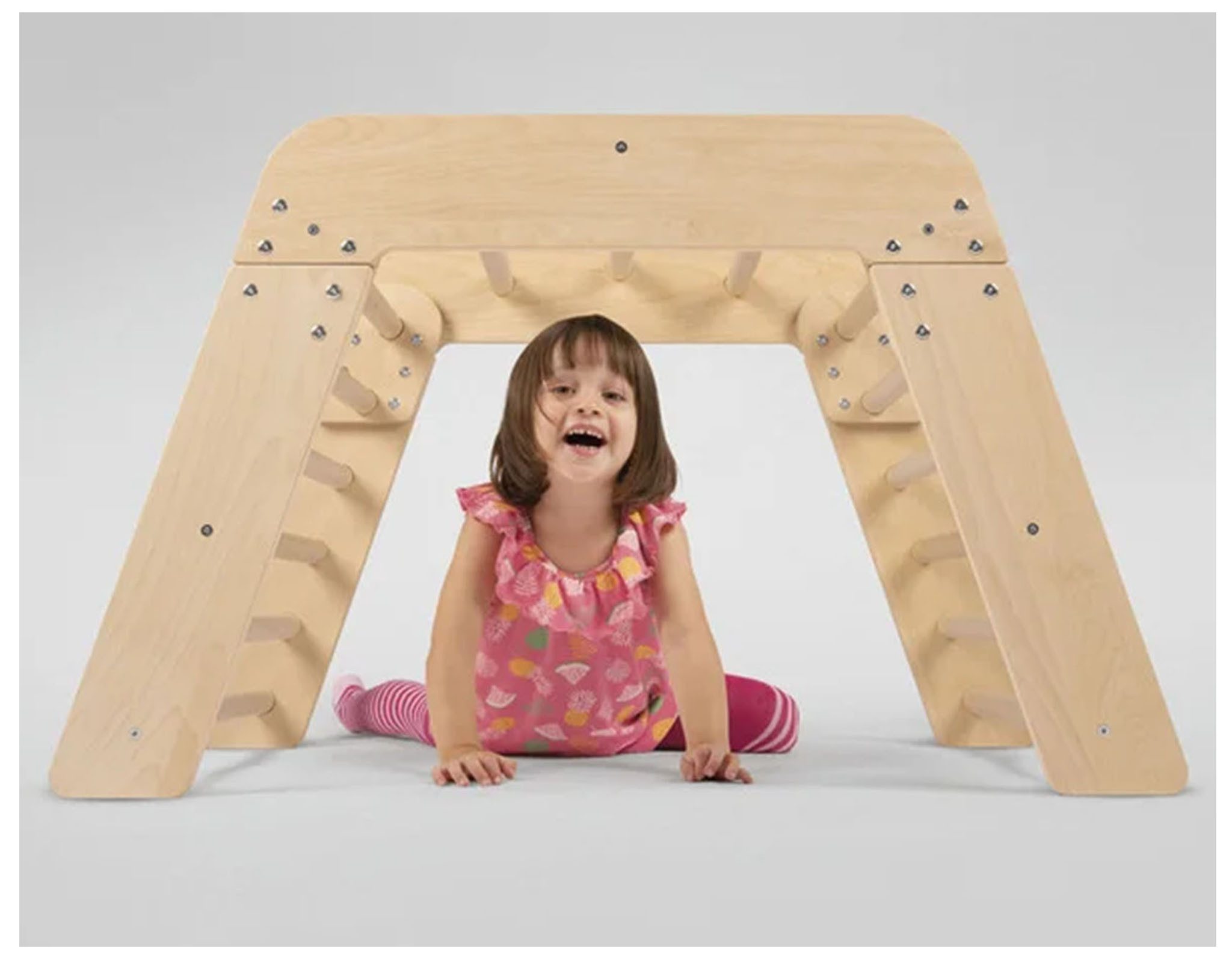 Playtive Klettergerüst Kinder Klettertrapez aus Buchenholz ab 2 Jahren B 80xH 60xT 99 cm