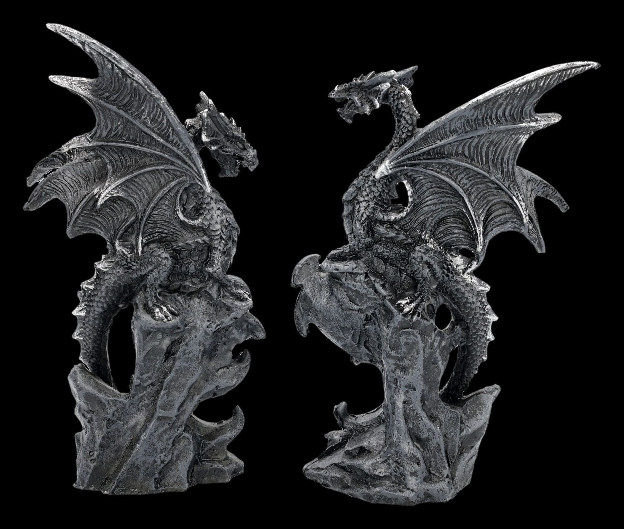 Figuren Shop GmbH Fantasy-Figur Drachen Figuren 2er Set Midnight Protectors Fantasy Sammler Dekofigur