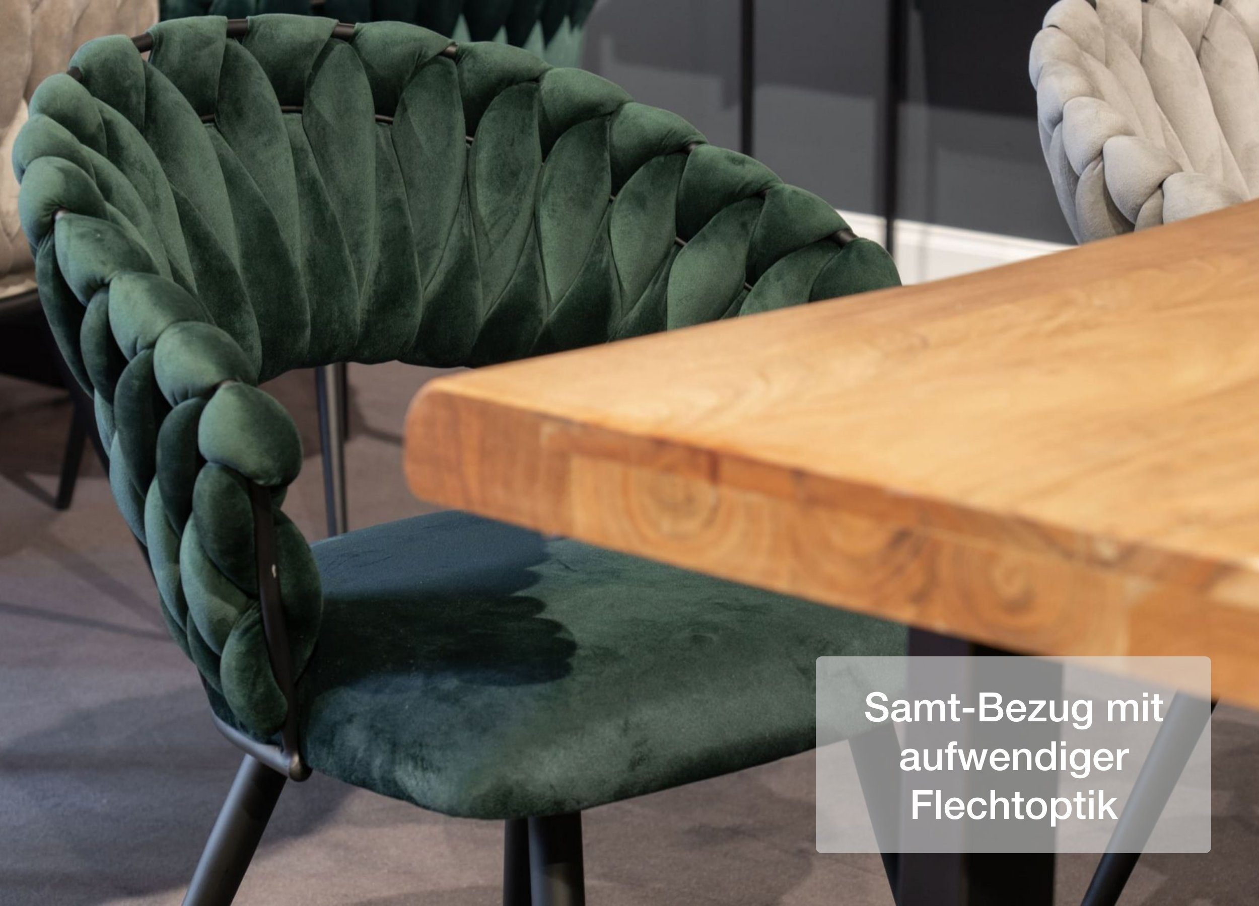 LC Home Esszimmerstuhl »Nancy« Flechtoptik Samt günstig online kaufen