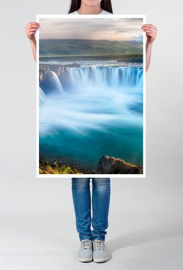 Sinus Art Poster 90x60cm Poster Wunderschöner Godafoss Wasserfall Island