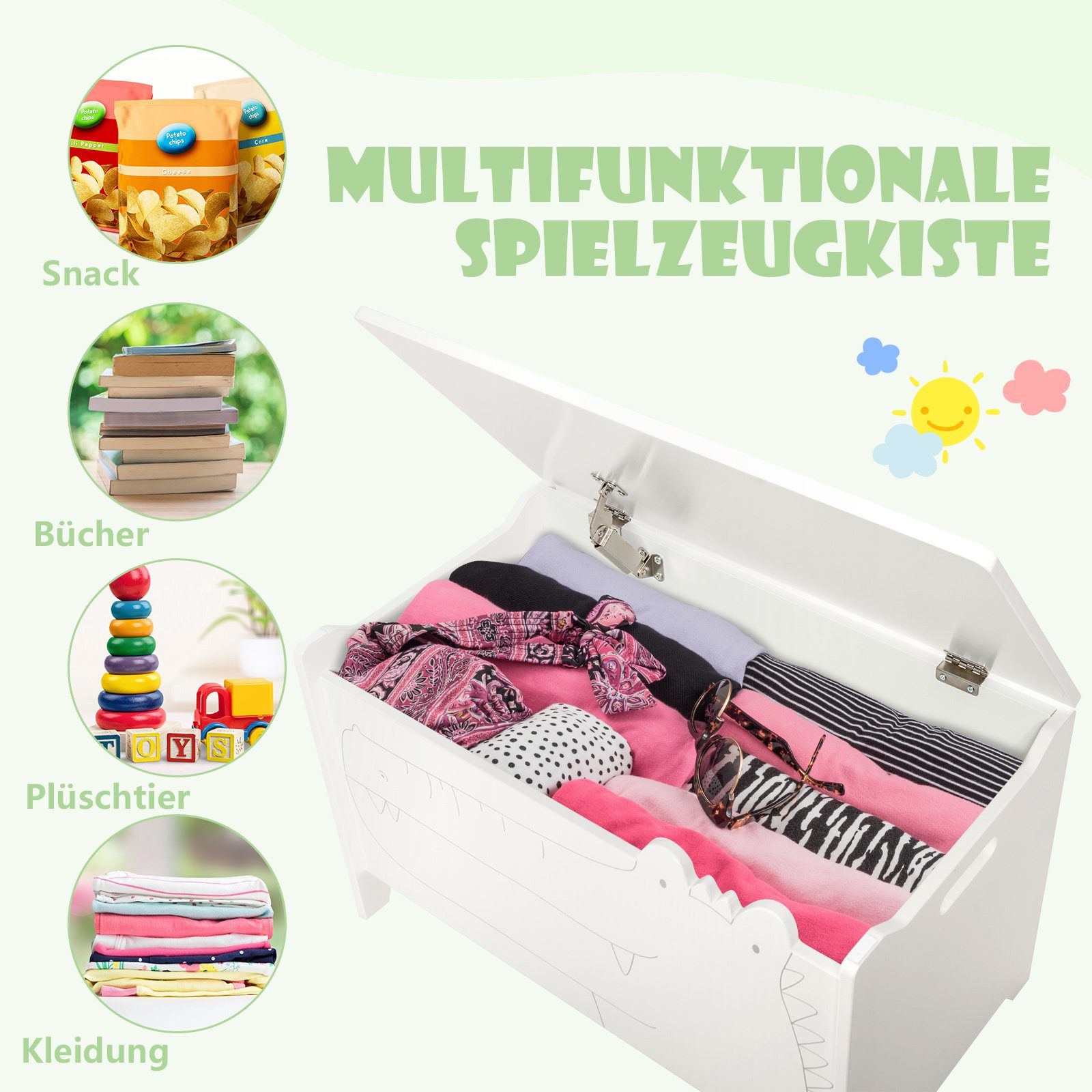 COSTWAY Spielzeugtruhe Spielzeugkiste, aus Holz, 60 x 33 x 37,5 cm günstig online kaufen